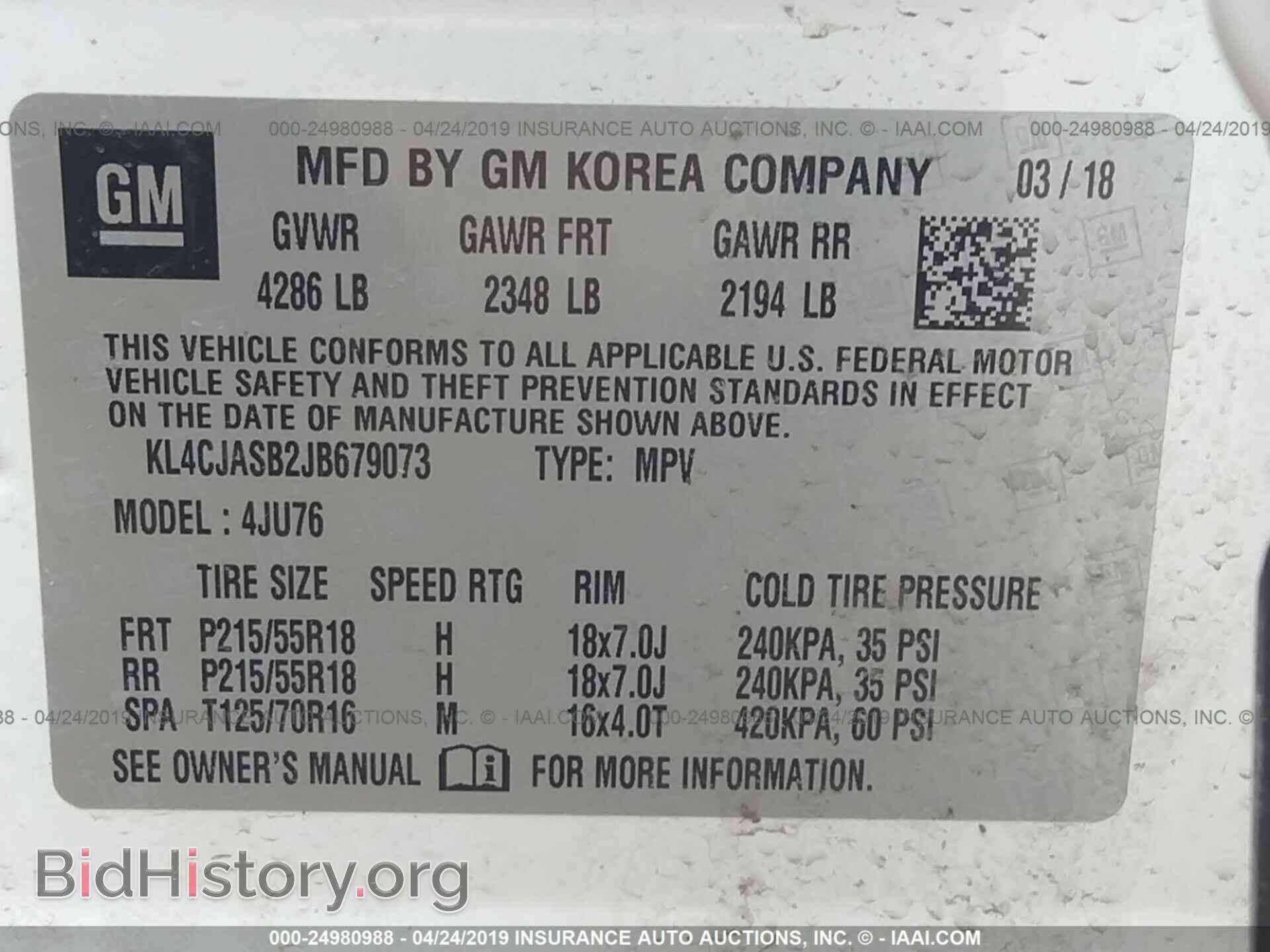 2018 BUICK ENCORE - VIN: KL4CJASB2JB679073 - Photo 9