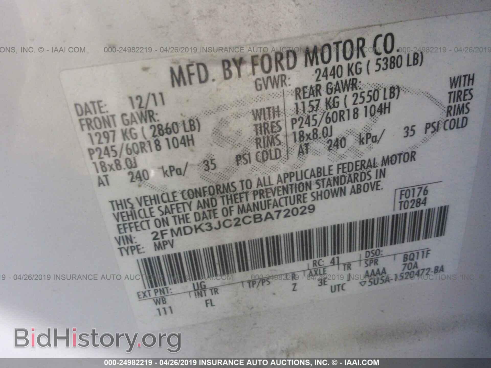 2012 FORD EDGE - VIN: 2FMDK3JC2CBA72029 - Photo 9