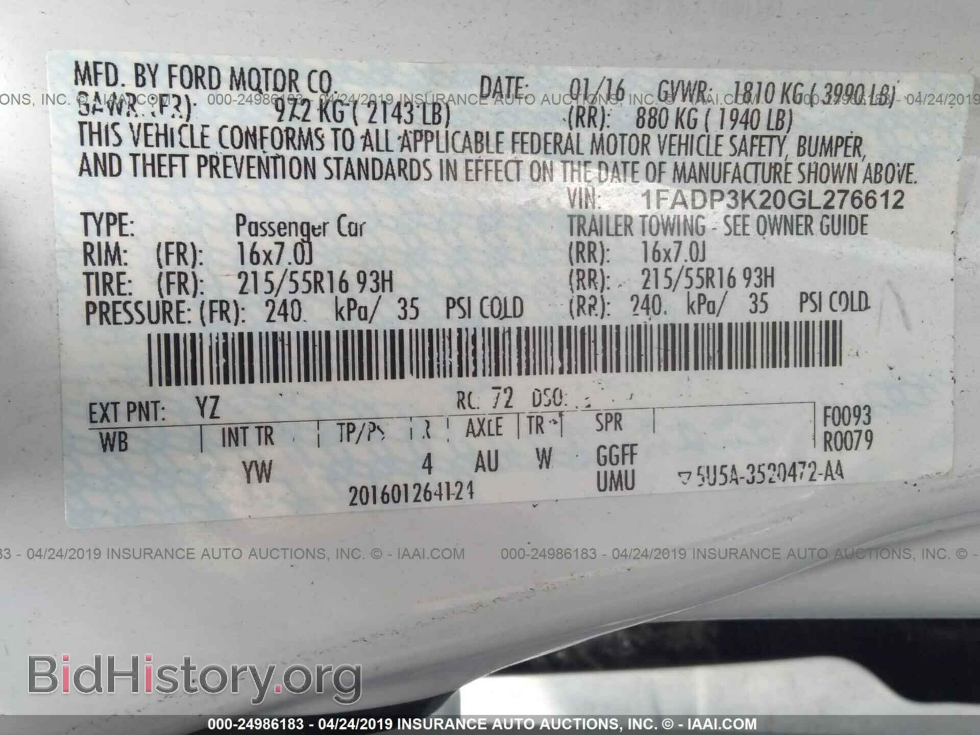 2016 FORD FOCUS - VIN: 1FADP3K20GL276612 - Фото 9