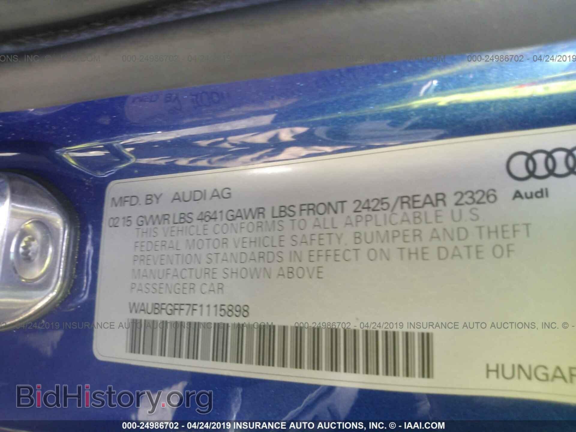2015 AUDI S3 - VIN: WAUBFGFF7F1115898 - Фото 9