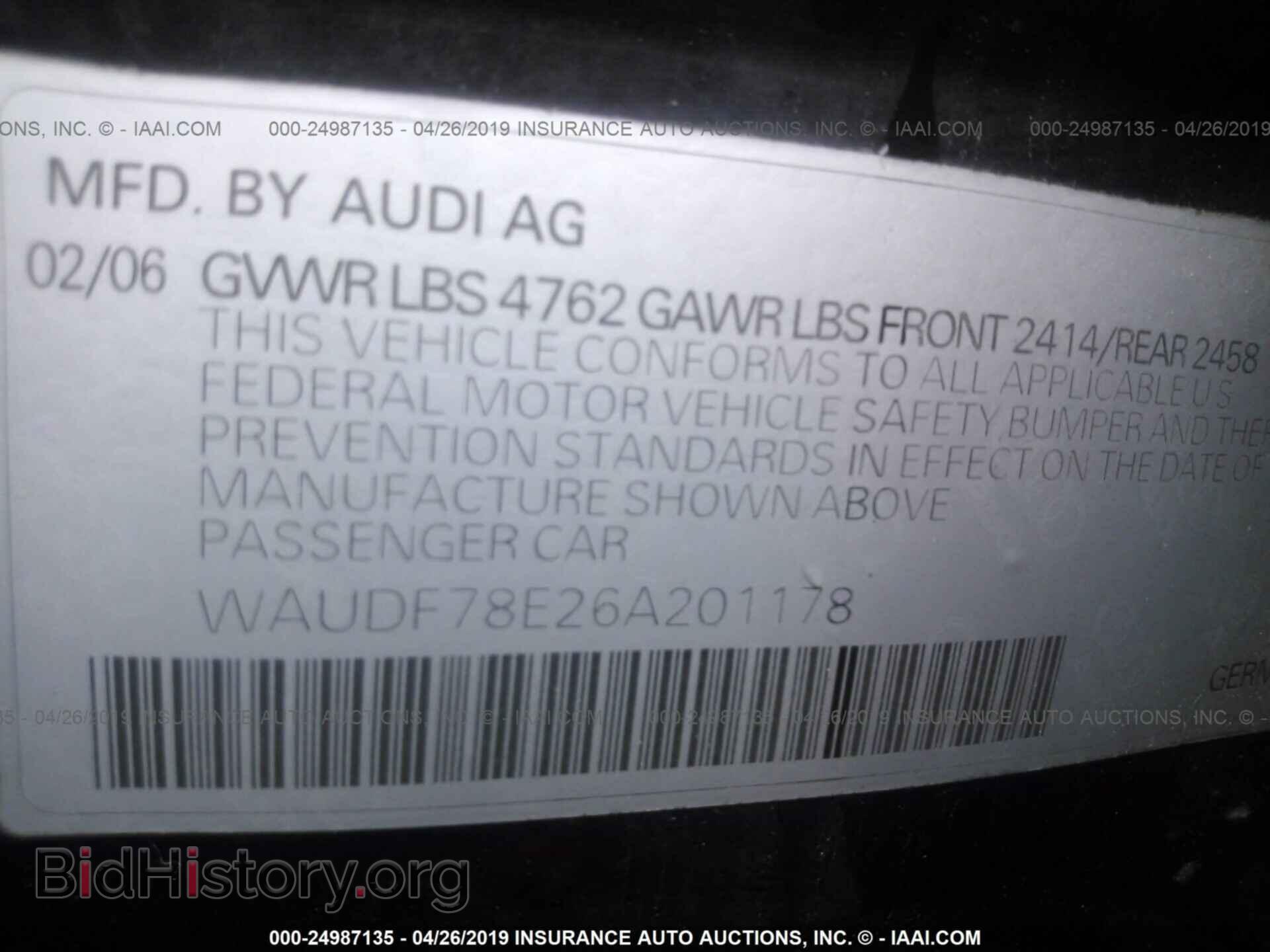 2006 AUDI A4 - VIN: WAUDF78E26A201178 - Photo 9