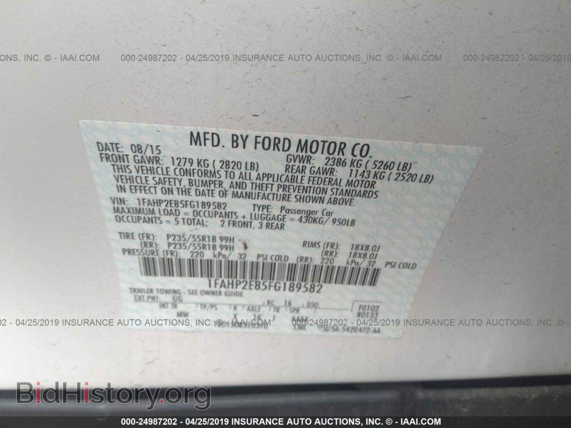 2015 FORD TAURUS - VIN: 1FAHP2E85FG189582 - Photo 9