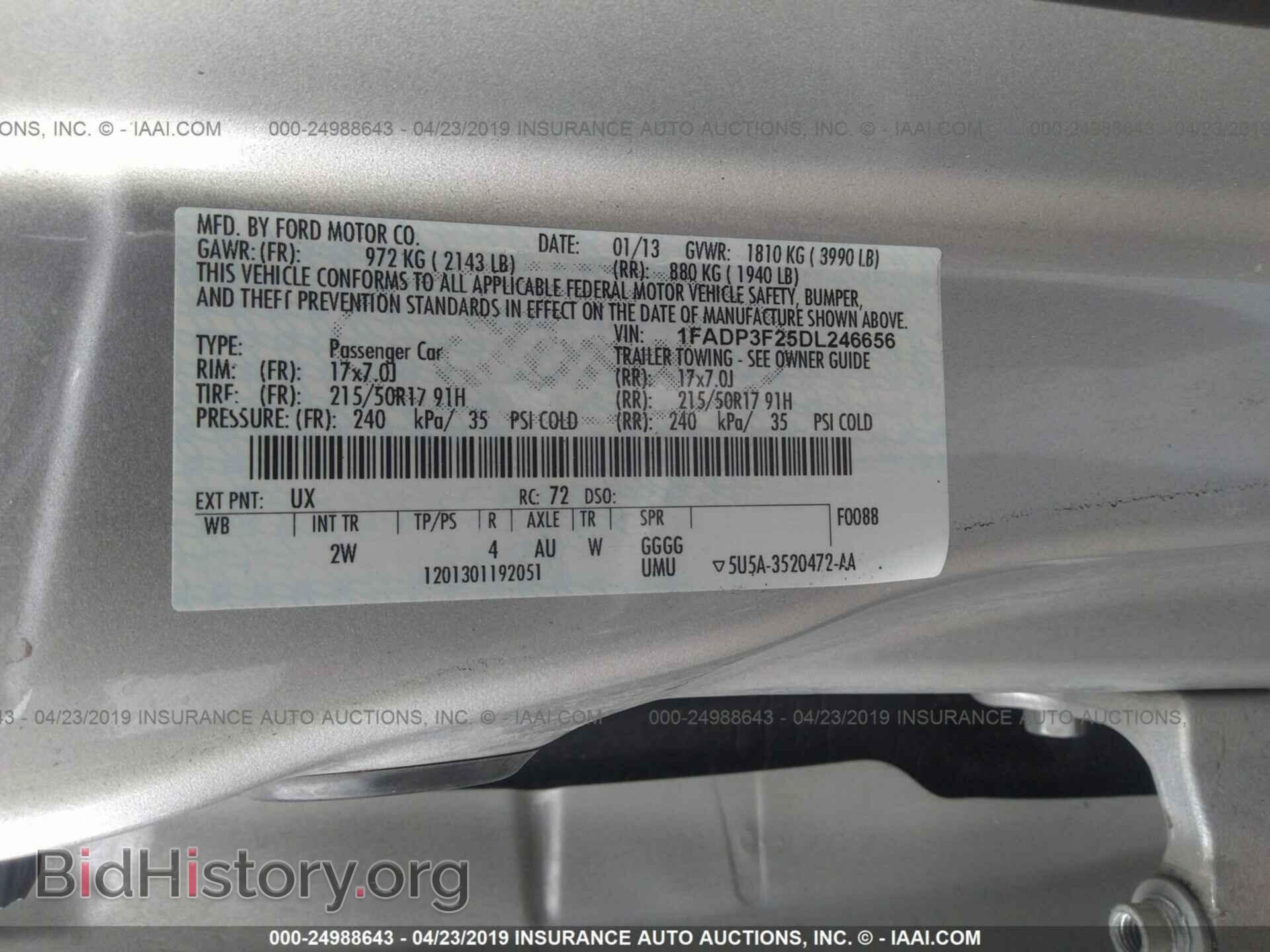2013 FORD FOCUS - VIN: 1FADP3F25DL246656 - Фото 9