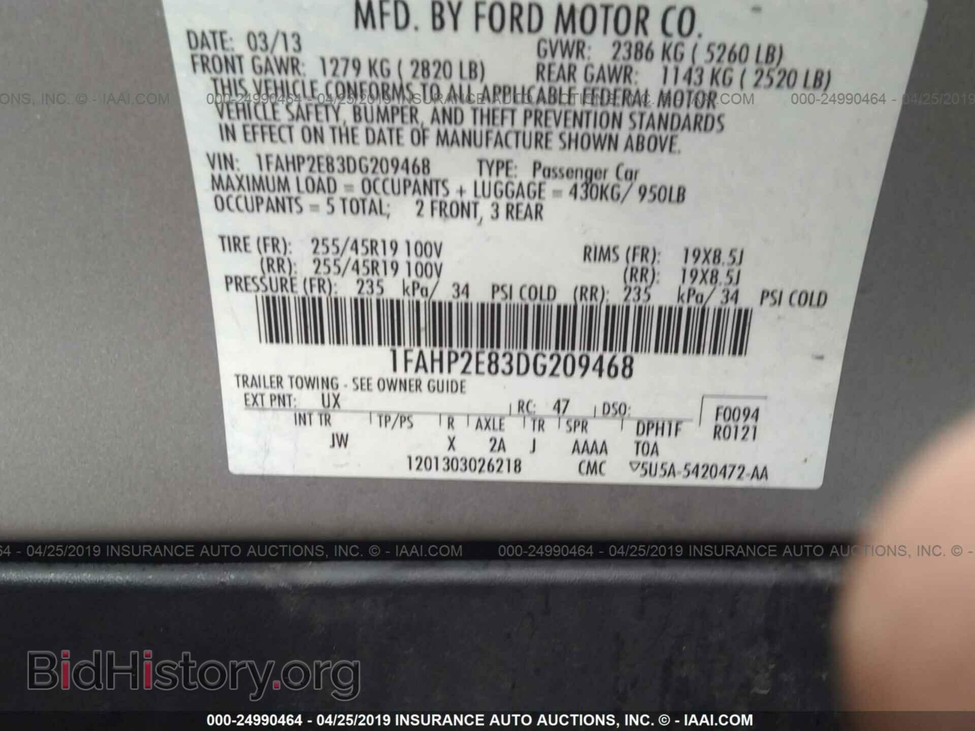 2013 FORD TAURUS - VIN: 1FAHP2E83DG209468 - Фото 9