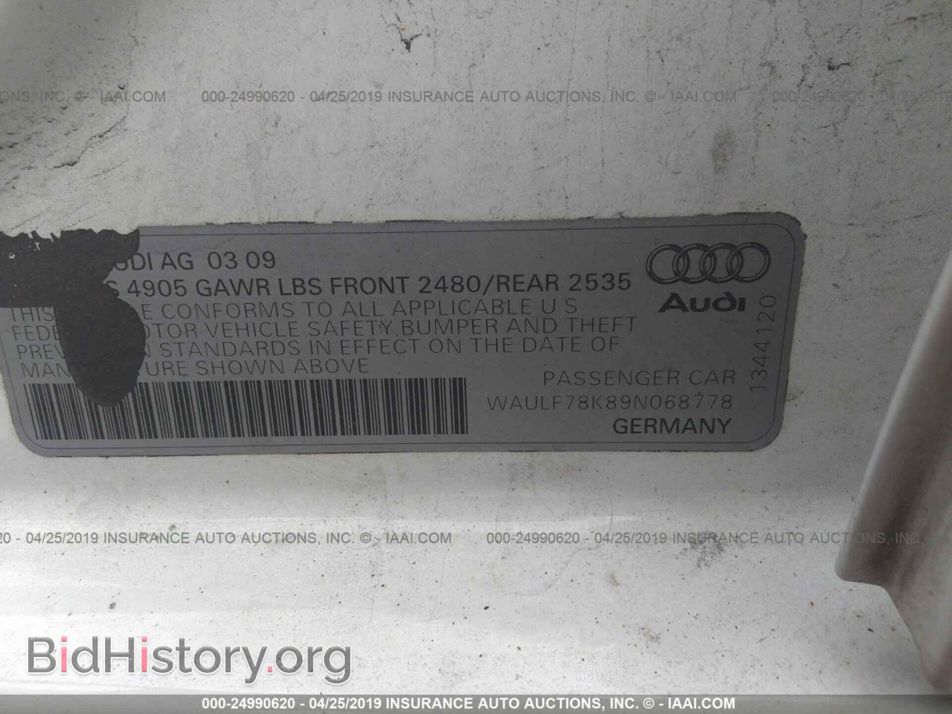 2009 AUDI A4 - VIN: WAULF78K89N068778 - Фото 9