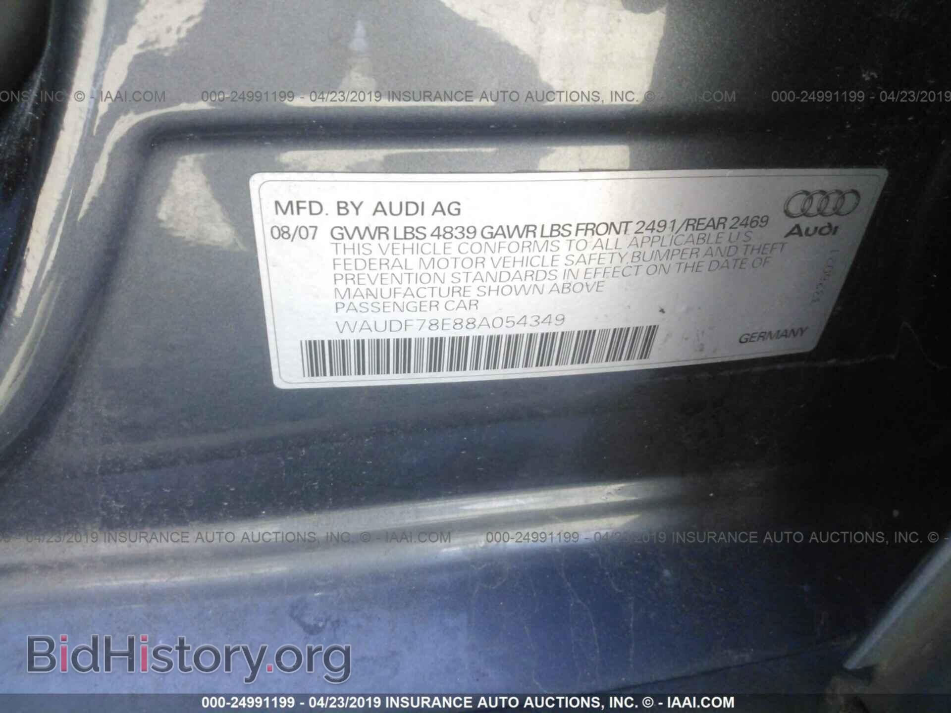 2008 AUDI A4 - VIN: WAUDF78E88A054349 - Фото 9