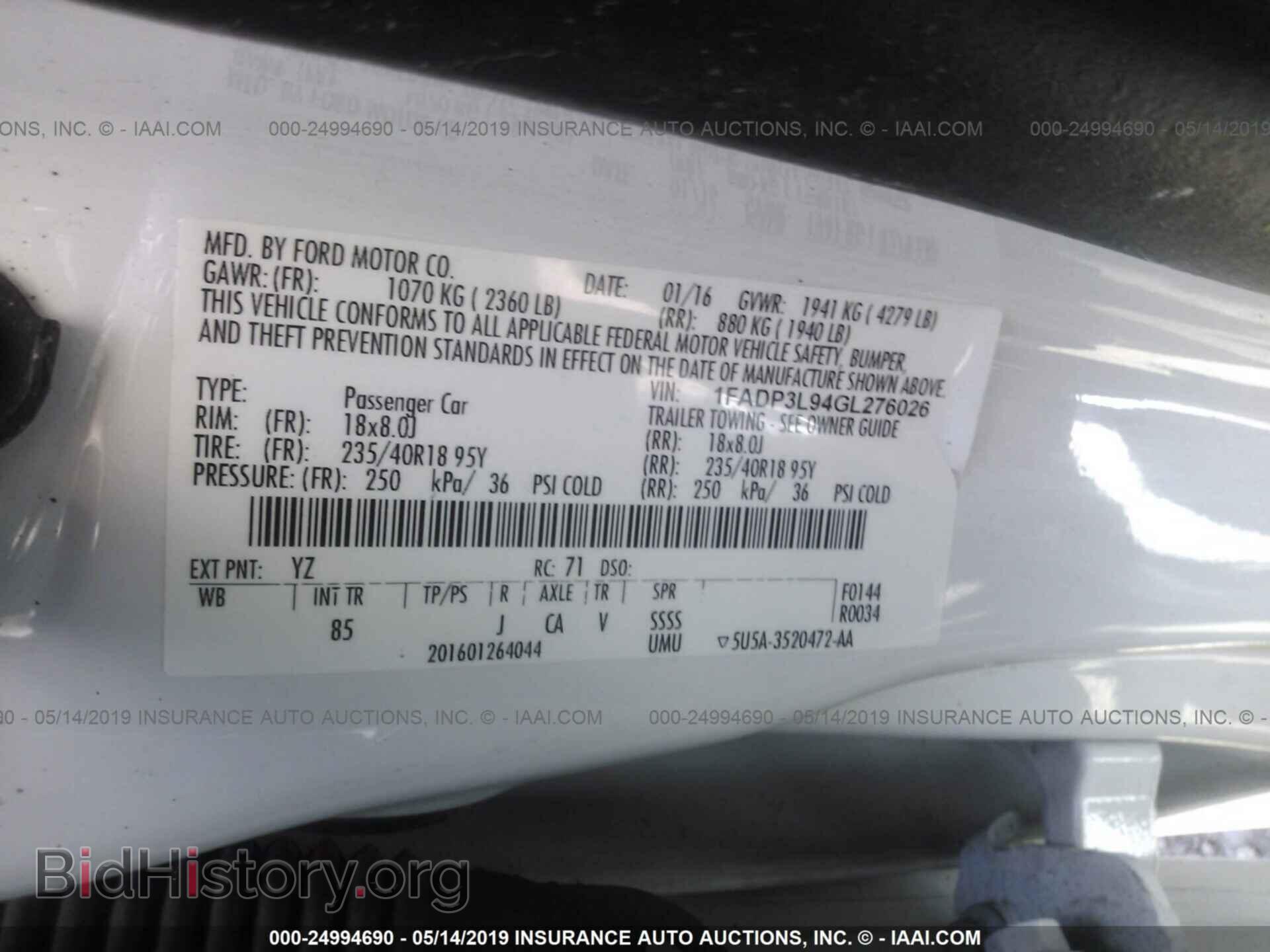 2016 FORD FOCUS - VIN: 1FADP3L94GL276026 - Фото 9