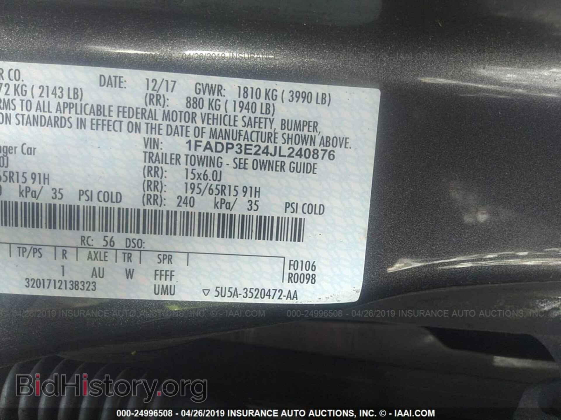 2018 FORD FOCUS - VIN: 1FADP3E24JL240876 - Photo 9
