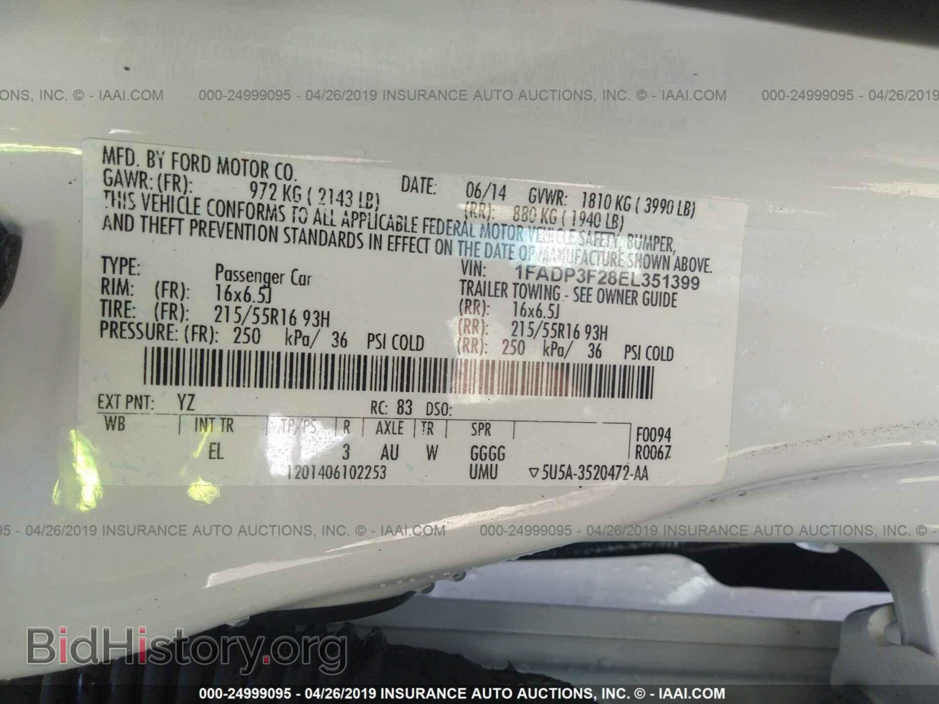 2014 FORD FOCUS - VIN: 1FADP3F28EL351399 - Фото 9