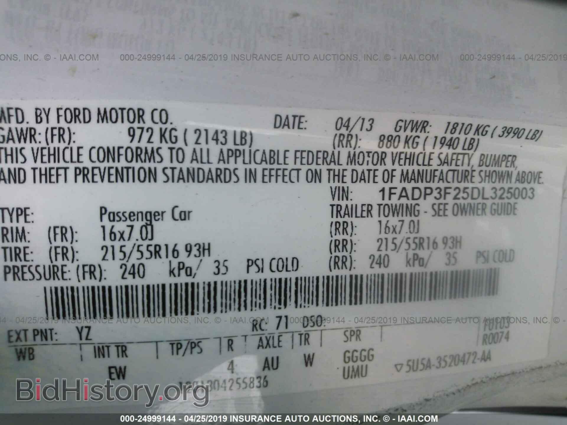 2013 FORD FOCUS - VIN: 1FADP3F25DL325003 - Фото 9
