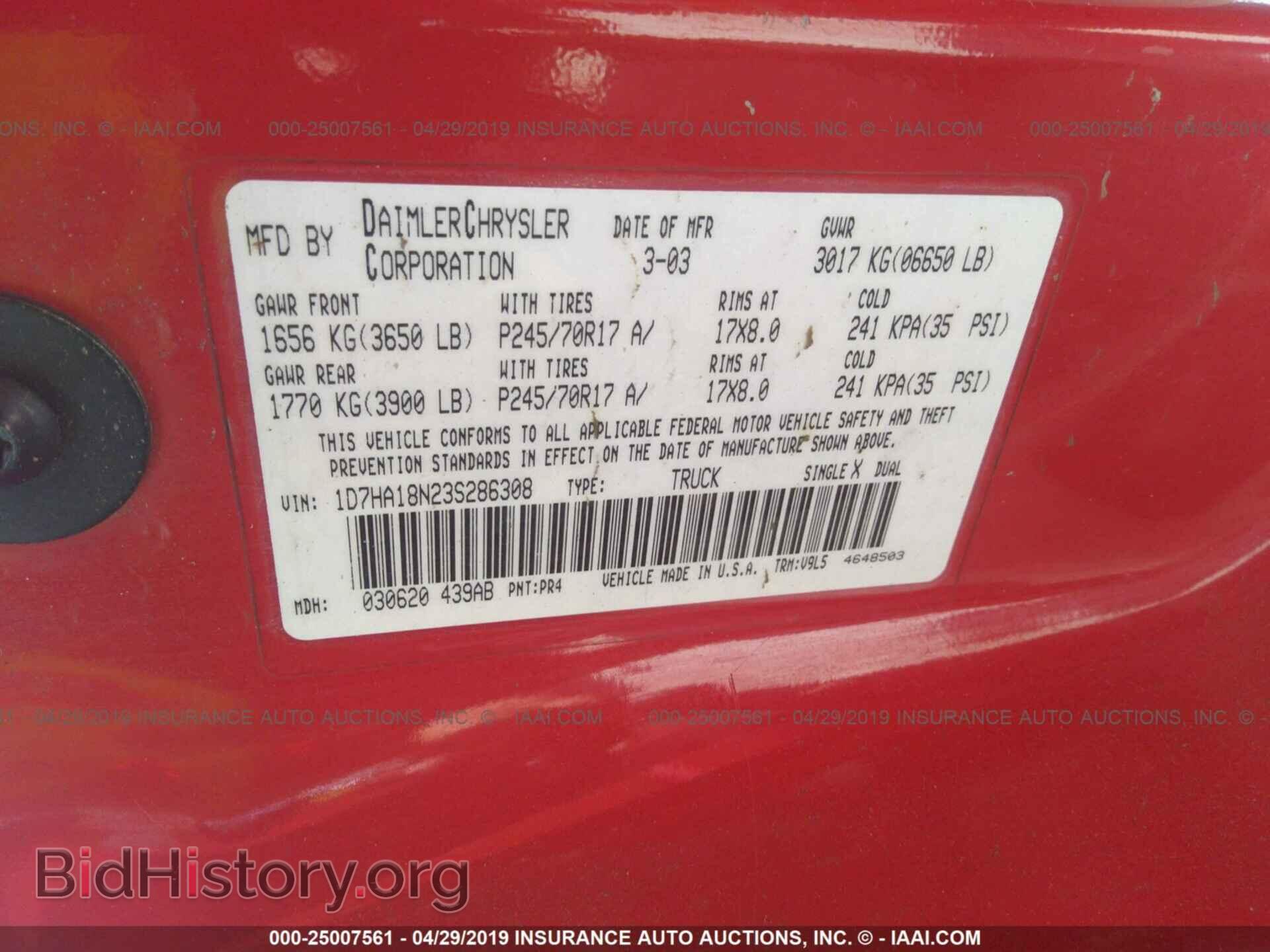 2003 DODGE RAM 1500 - VIN: 1D7HA18N23S286308 - Фото 9