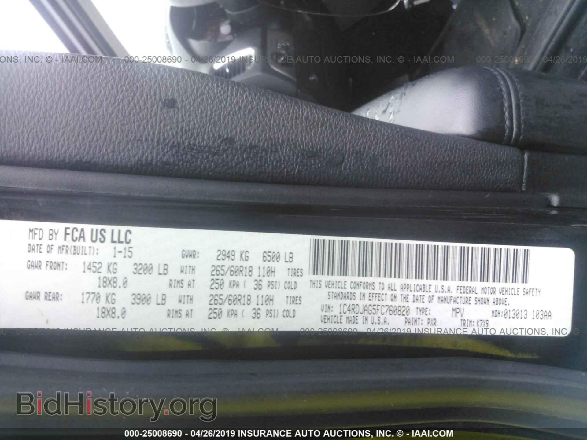 2015 DODGE DURANGO - VIN: 1C4RDJAG5FC760820 - Фото 9