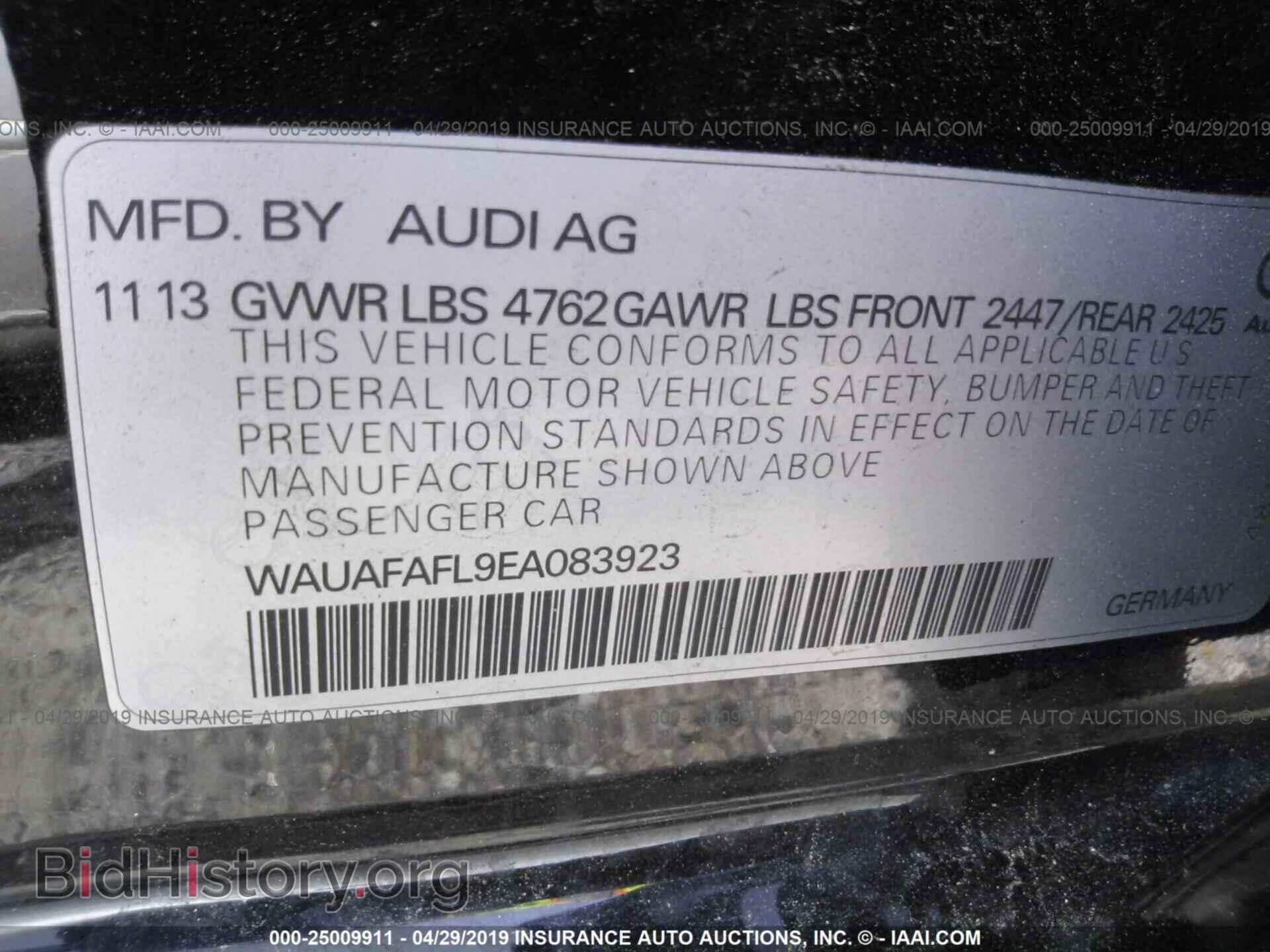 2014 AUDI A4 - VIN: WAUAFAFL9EA083923 - Photo 9