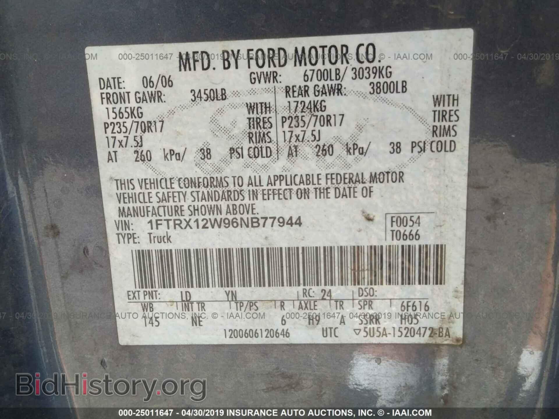 2006 FORD F150 - VIN: 1FTRX12W96NB77944 - Фото 9