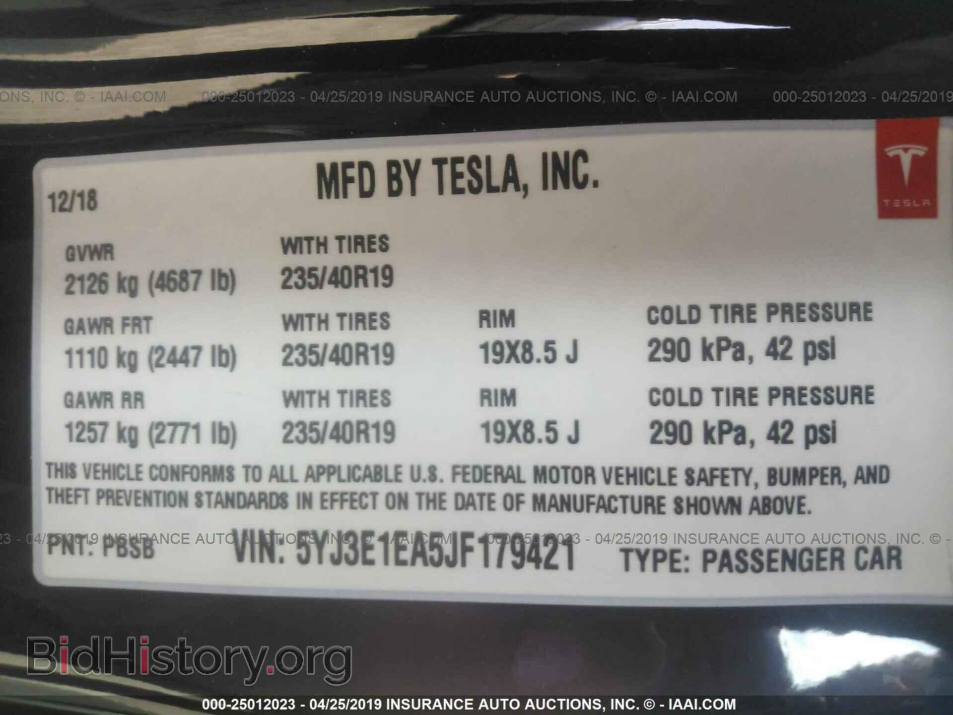 2018 TESLA MODEL 3 - VIN: 5YJ3E1EA5JF179421 - Photo 9