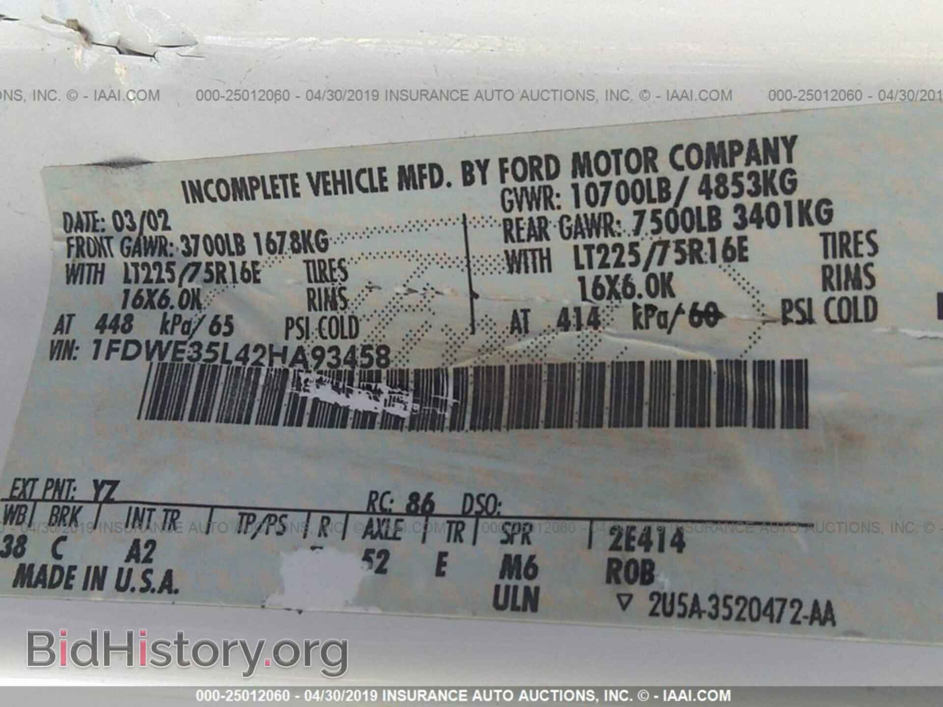 2002 FORD ECONOLINE - VIN: 1FDWE35L42HA93458 - Фото 9