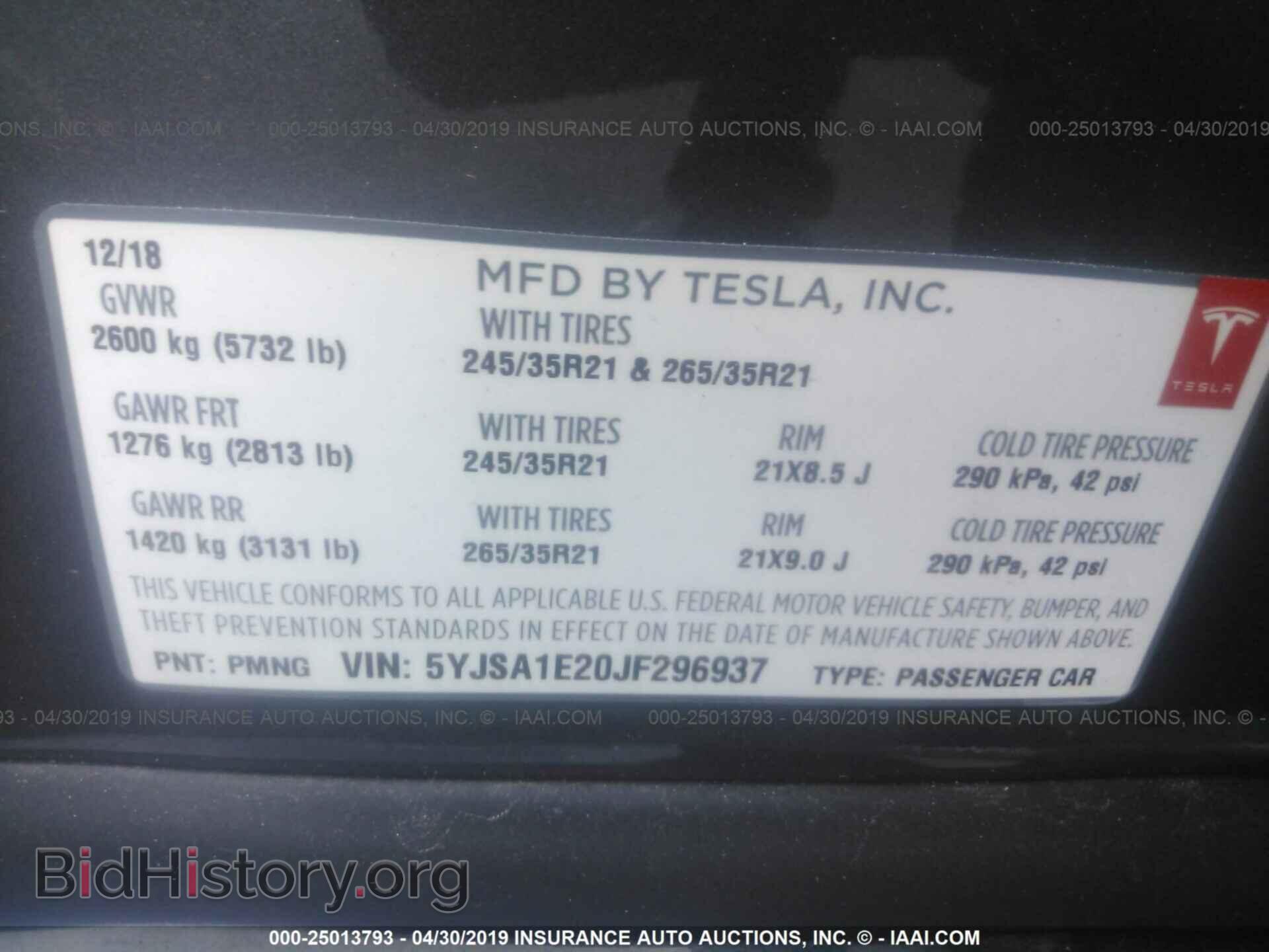 2018 TESLA MODEL S - VIN: 5YJSA1E20JF296937 - Photo 9