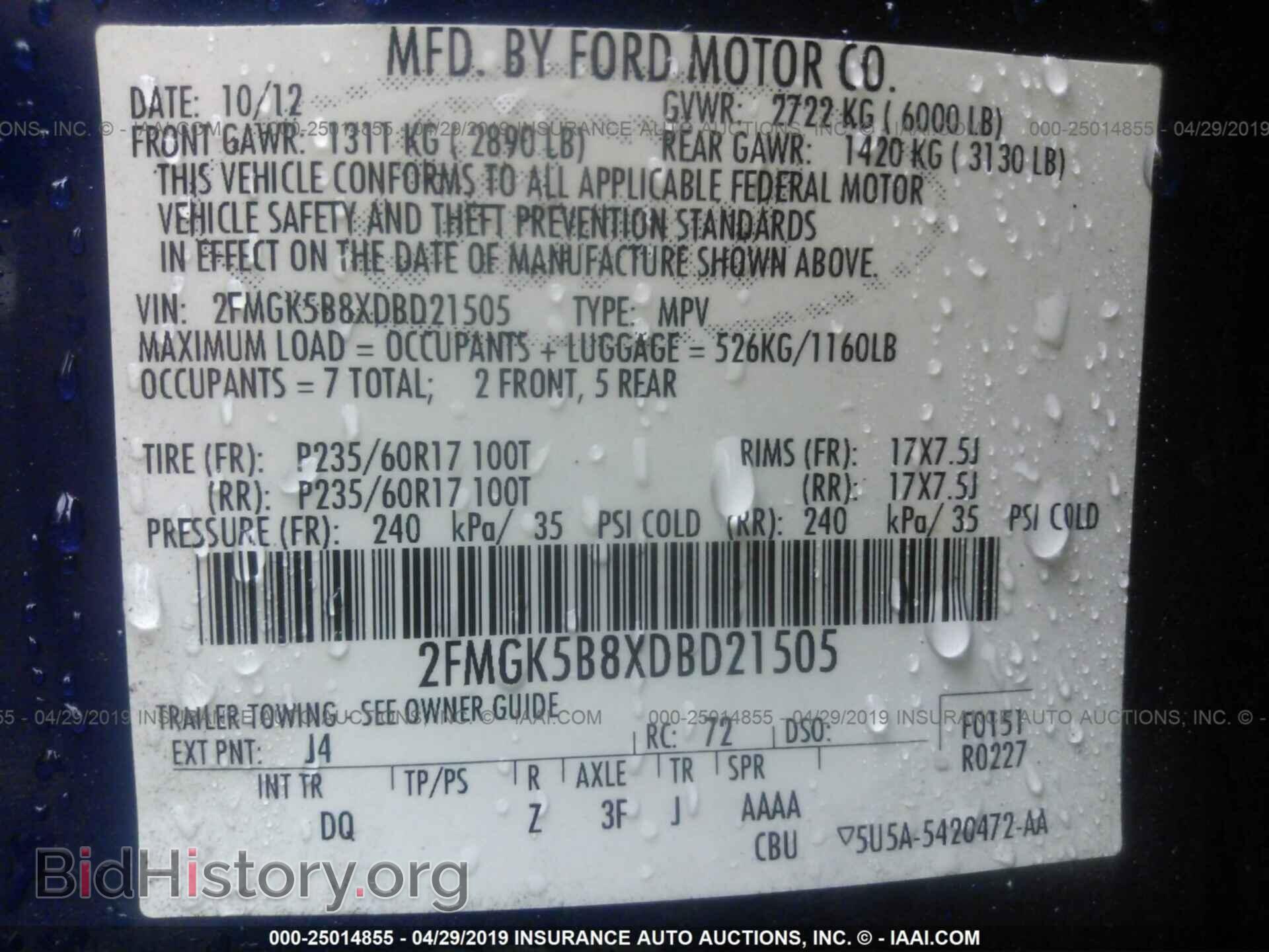 2013 FORD FLEX - VIN: 2FMGK5B8XDBD21505 - Photo 9