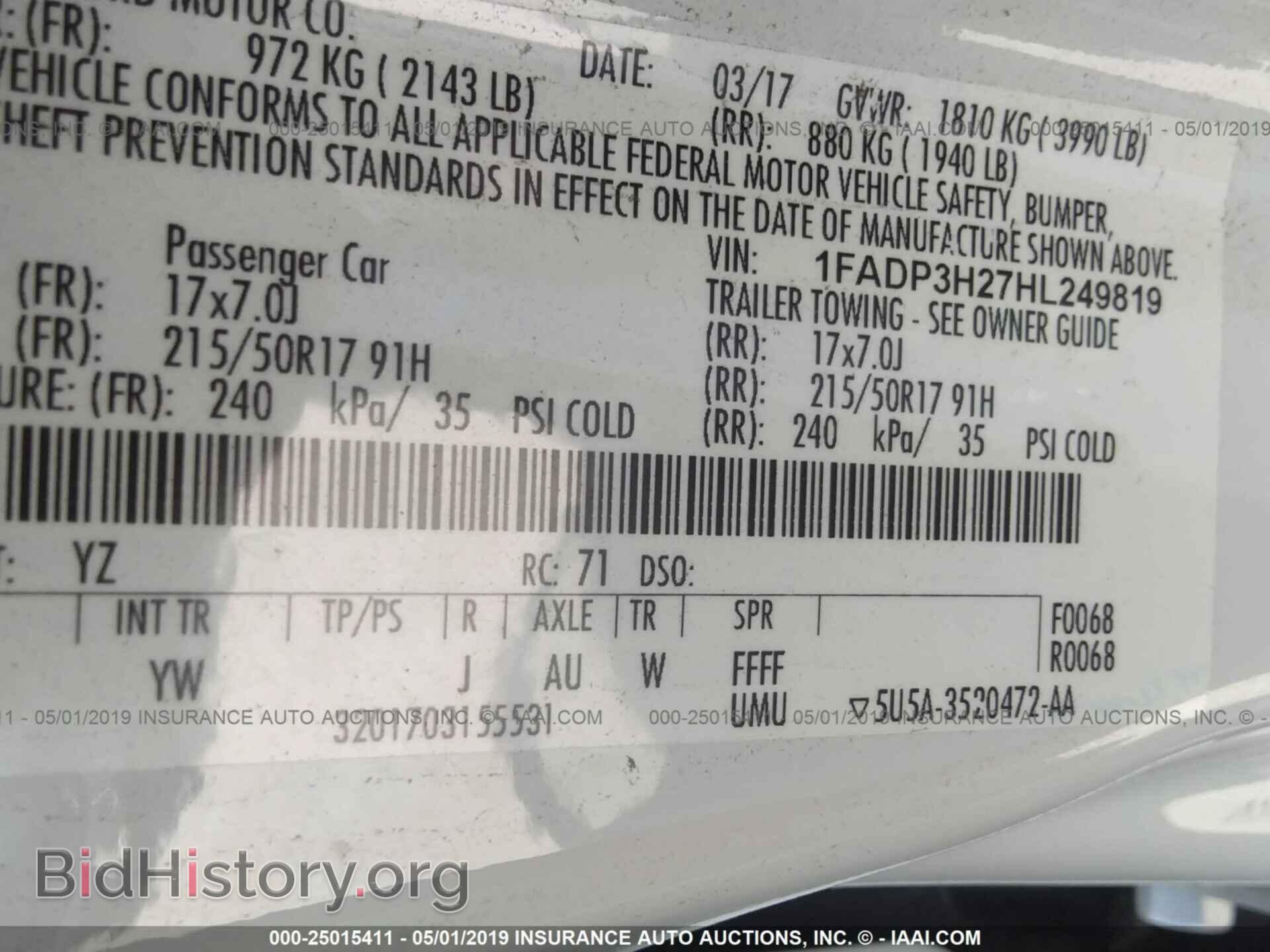2017 FORD FOCUS - VIN: 1FADP3H27HL249819 - Фото 9