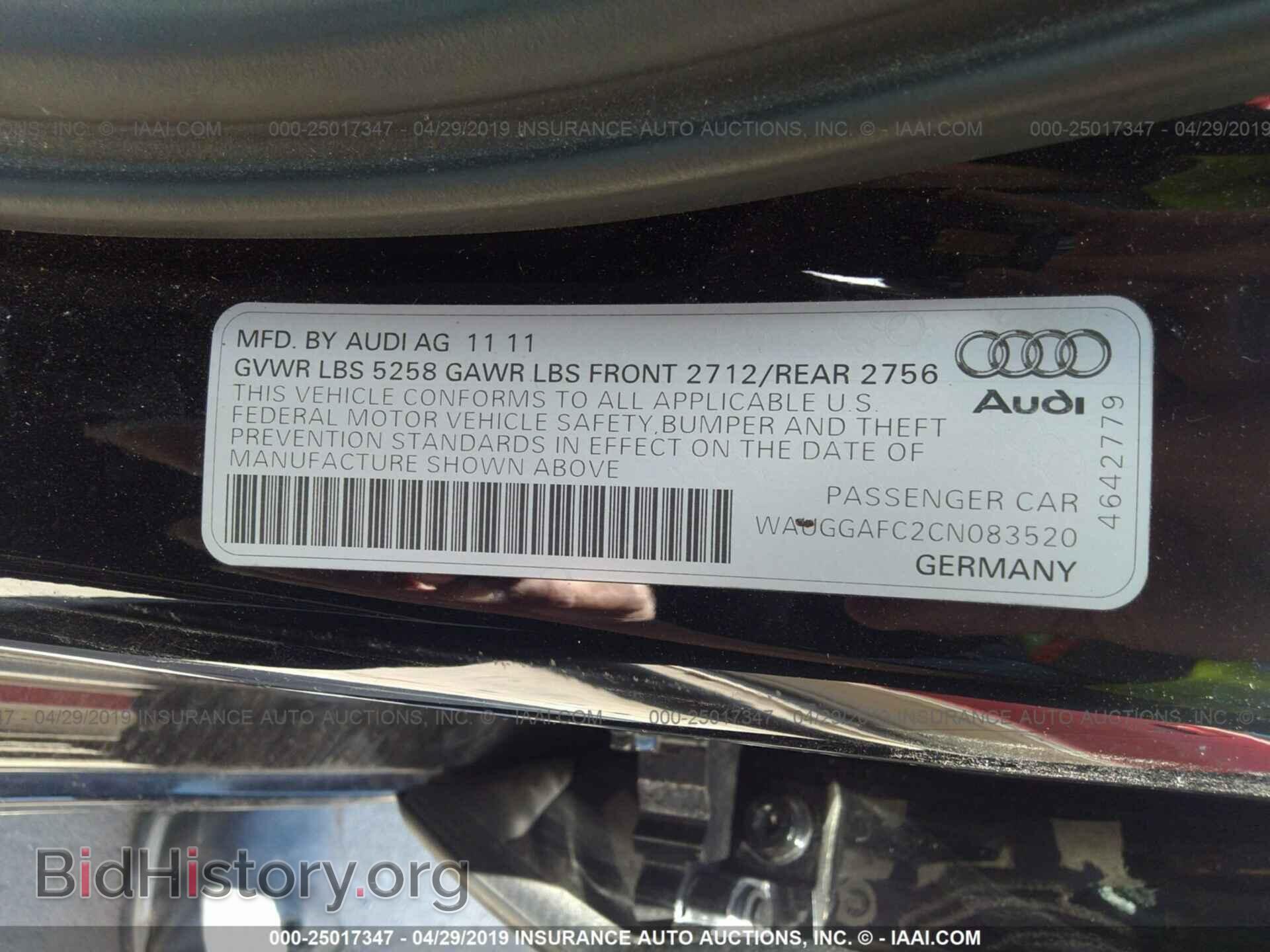 2012 AUDI A6 - VIN: WAUGGAFC2CN083520 - Photo 9