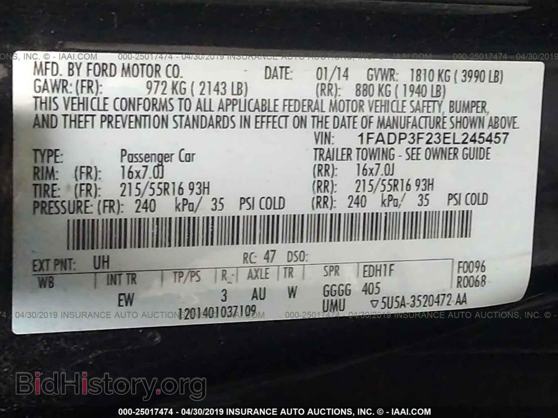 2014 FORD FOCUS - VIN: 1FADP3F23EL245457 - Фото 9