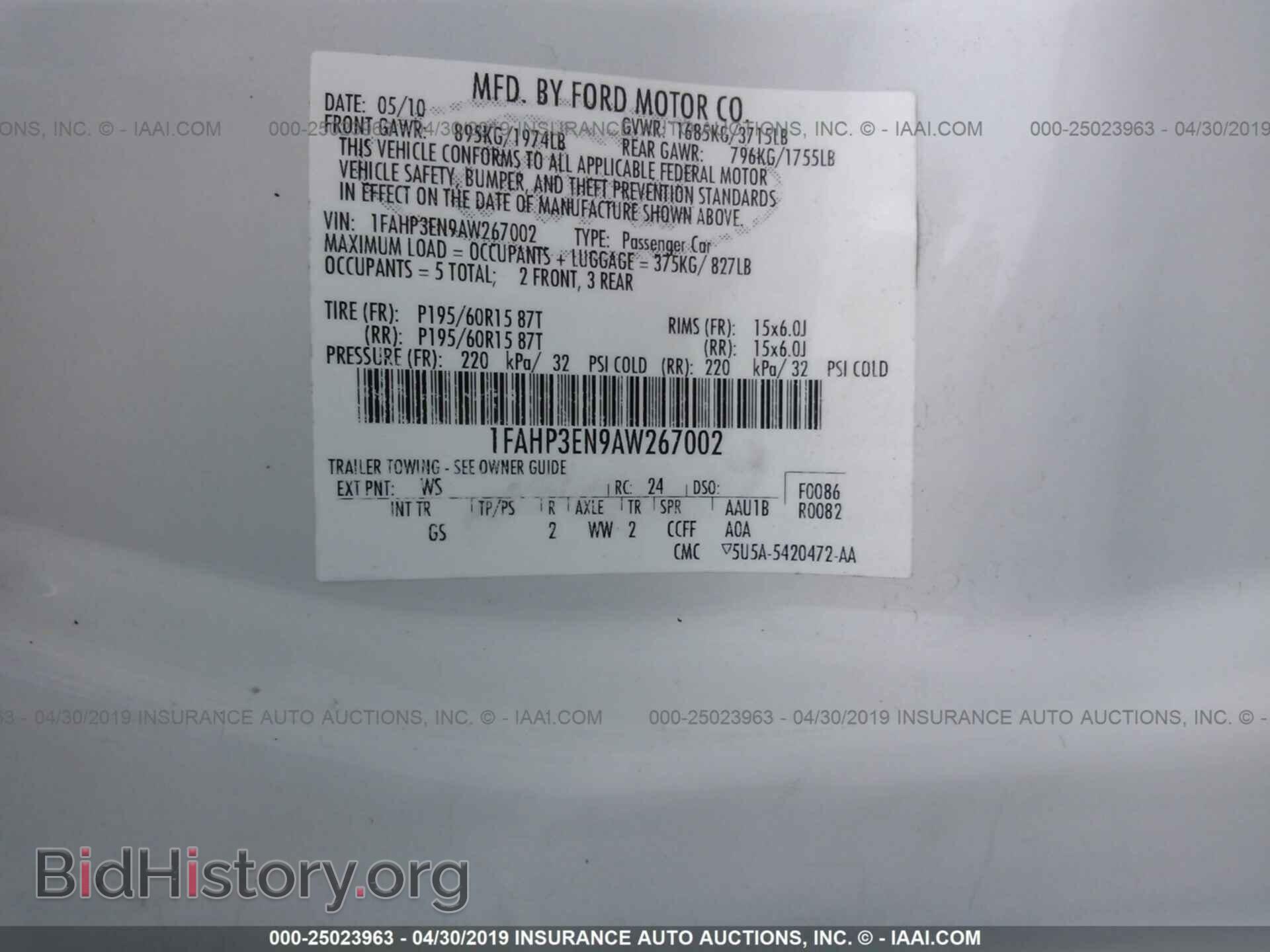 2010 FORD FOCUS - VIN: 1FAHP3EN9AW267002 - Фото 9