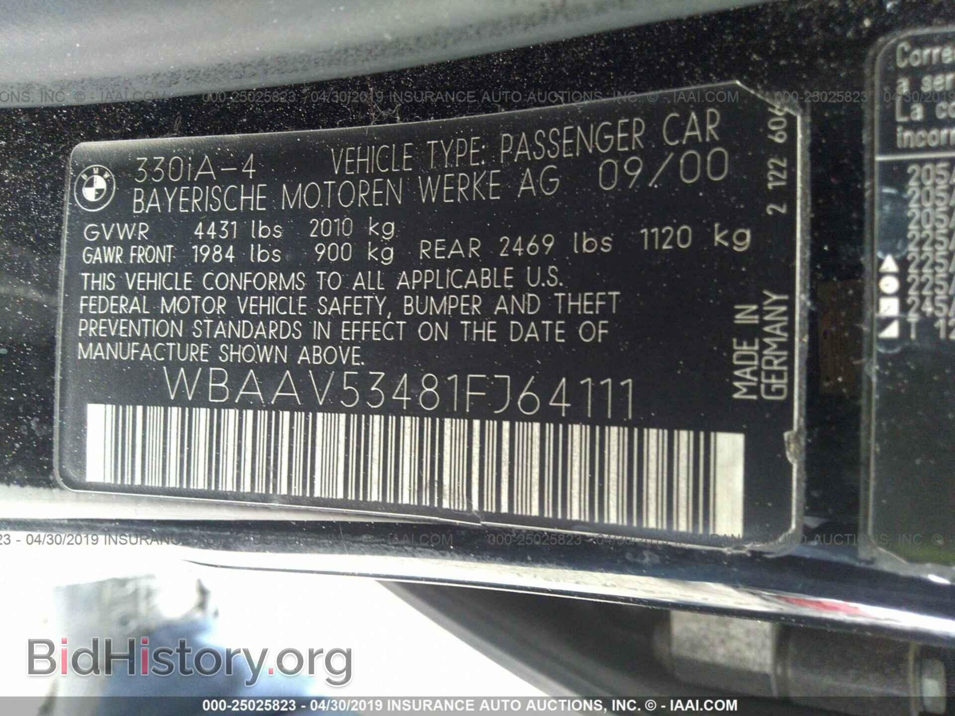 2001 BMW 330 - VIN: WBAAV53481FJ64111 - Фото 9