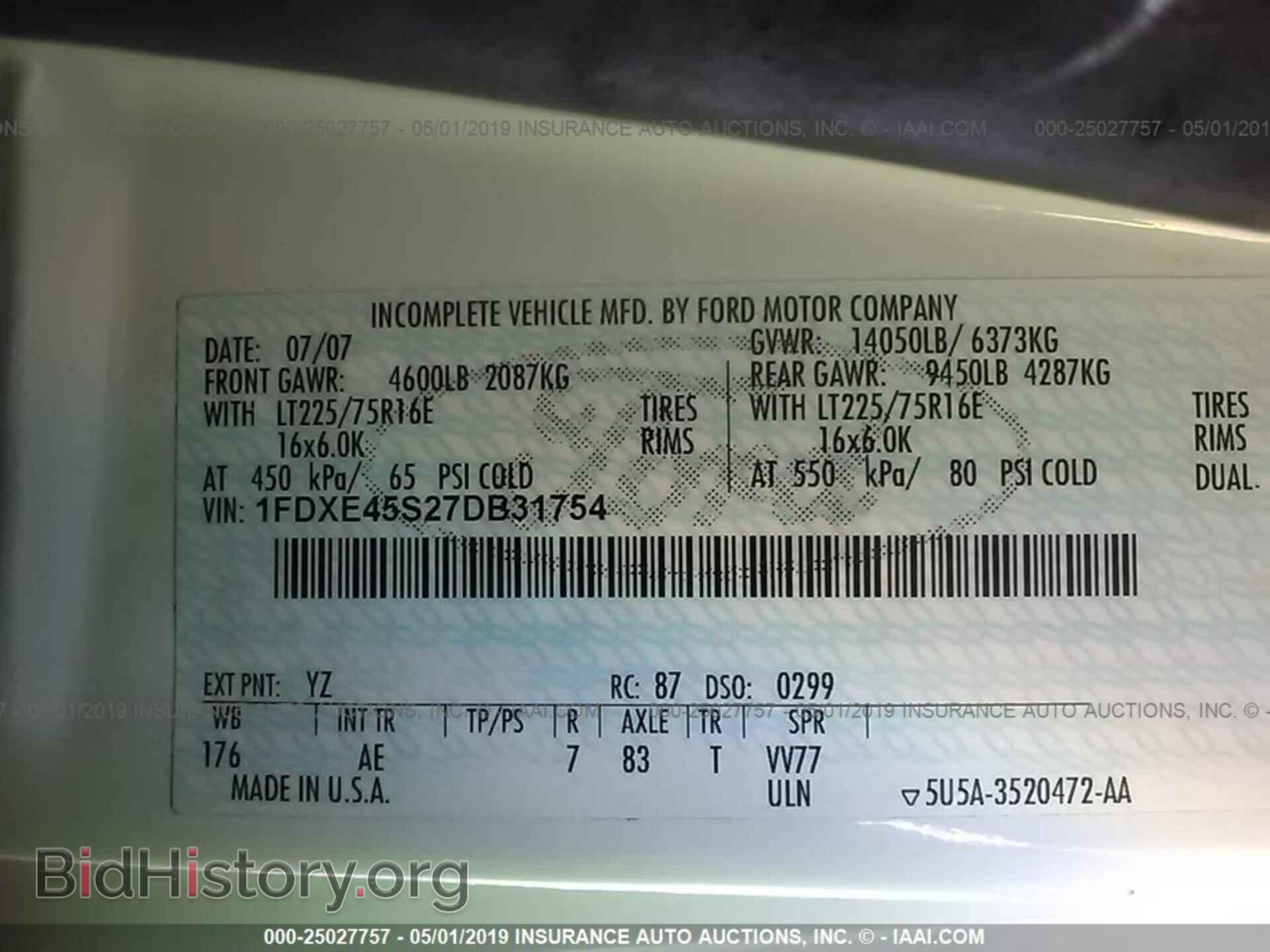 2007 FORD ECONOLINE - VIN: 1FDXE45S27DB31754 - Фото 9