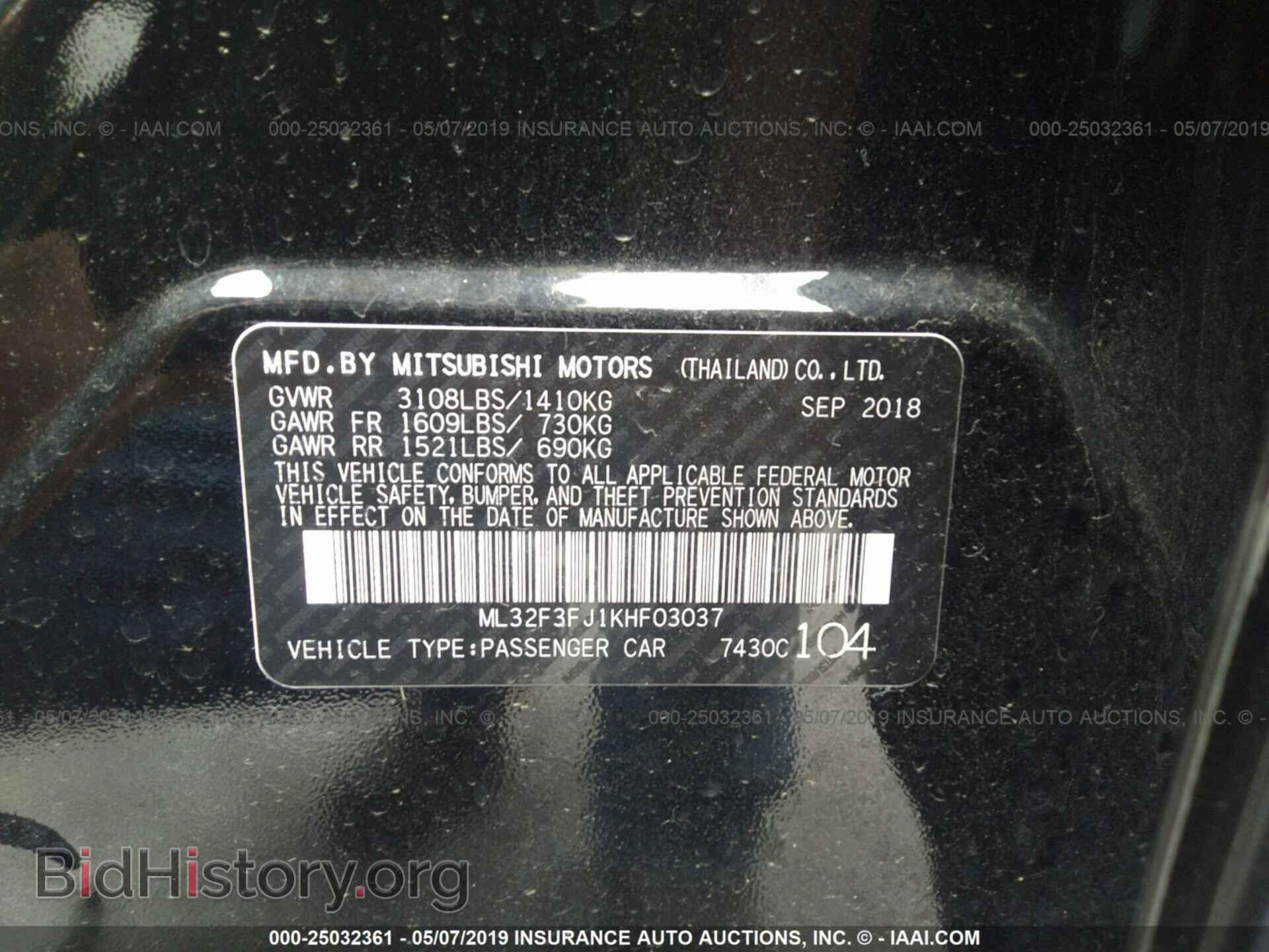 2019 MITSUBISHI MIRAGE - VIN: ML32F3FJ1KHF03037 - Фото 9