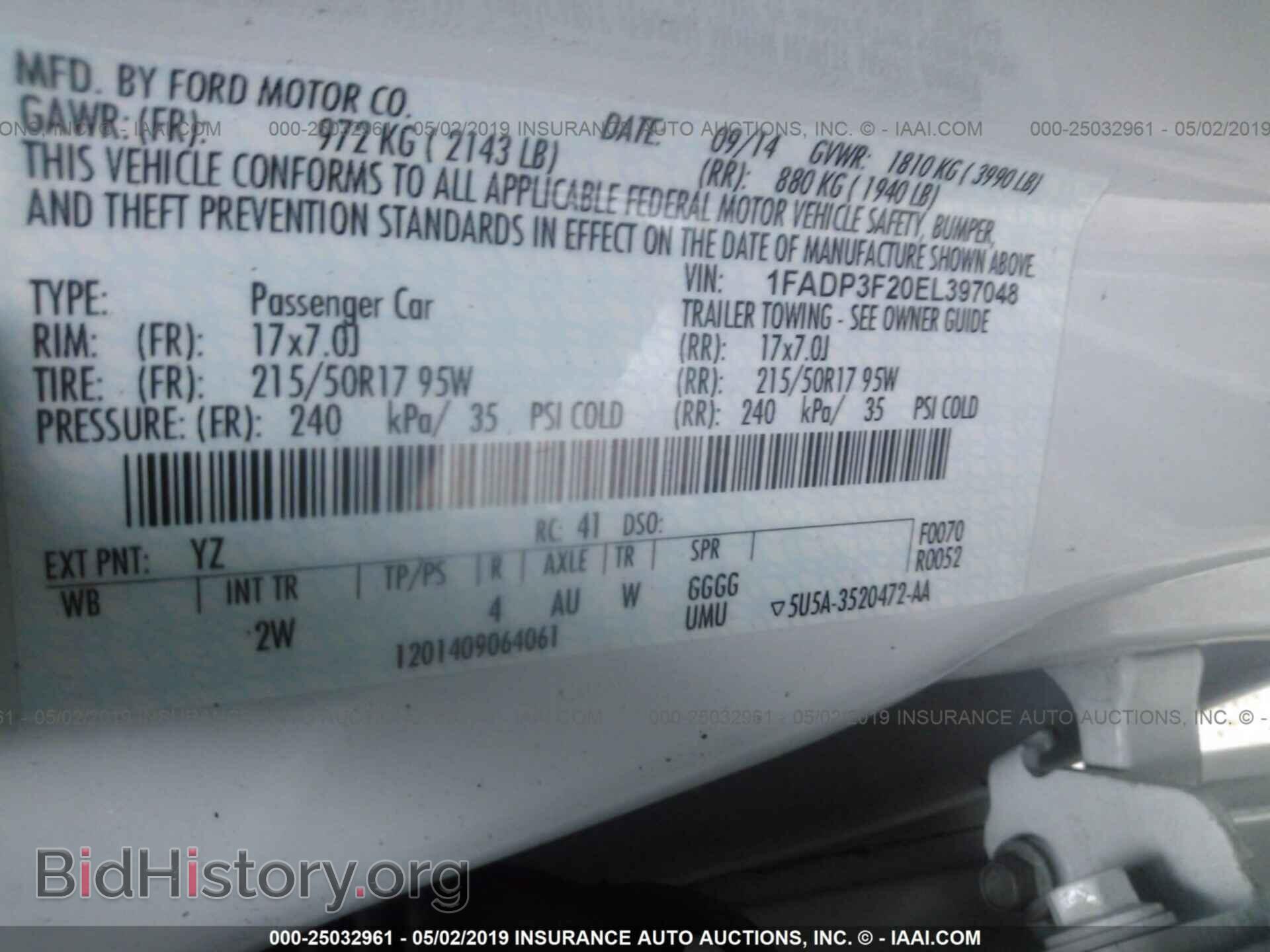 2014 FORD FOCUS - VIN: 1FADP3F20EL397048 - Фото 9