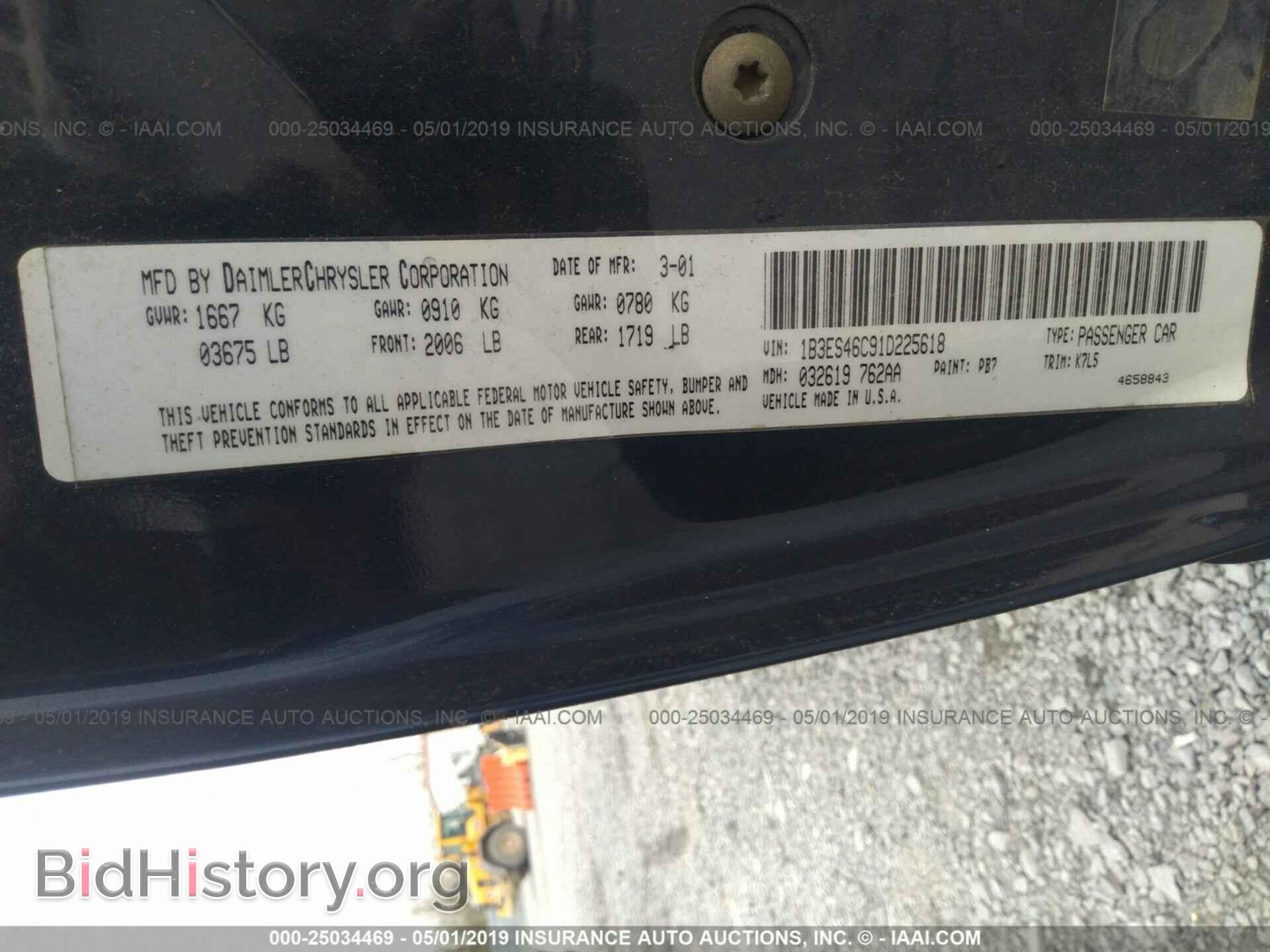 2001 DODGE NEON - VIN: 1B3ES46C91D225618 - Фото 9