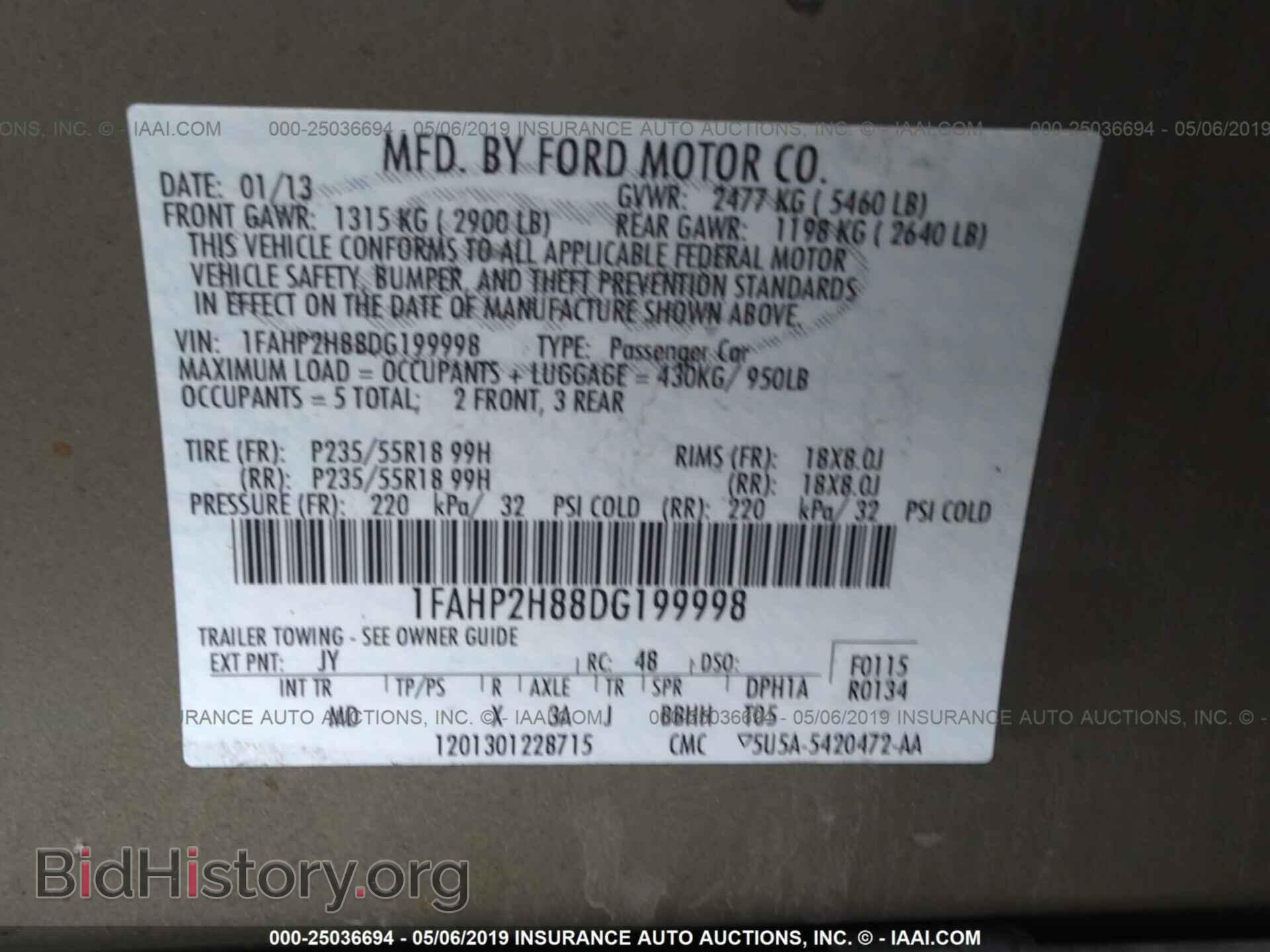 2013 FORD TAURUS - VIN: 1FAHP2H88DG199998 - Photo 9