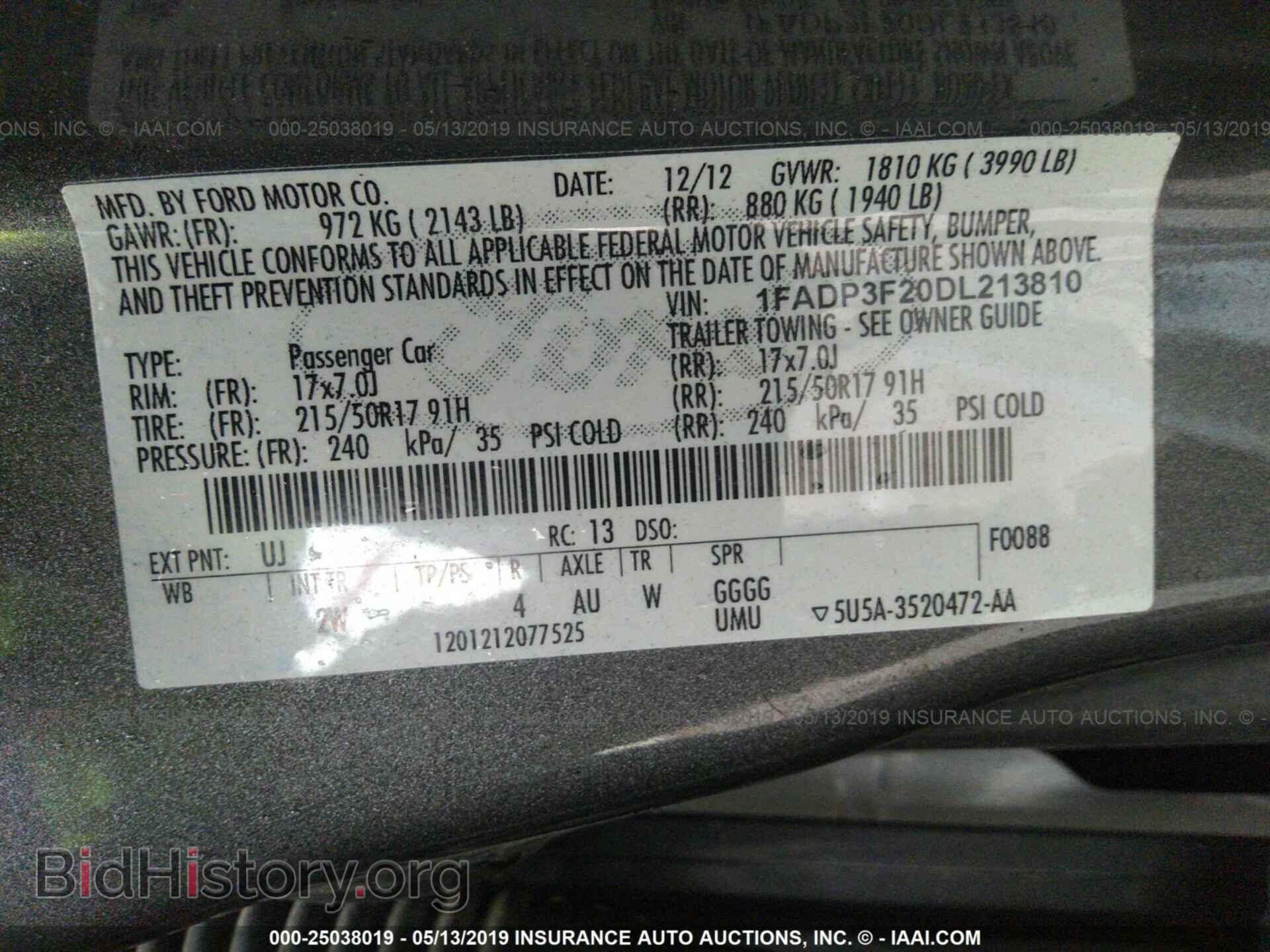 2013 FORD FOCUS - VIN: 1FADP3F20DL213810 - Фото 9