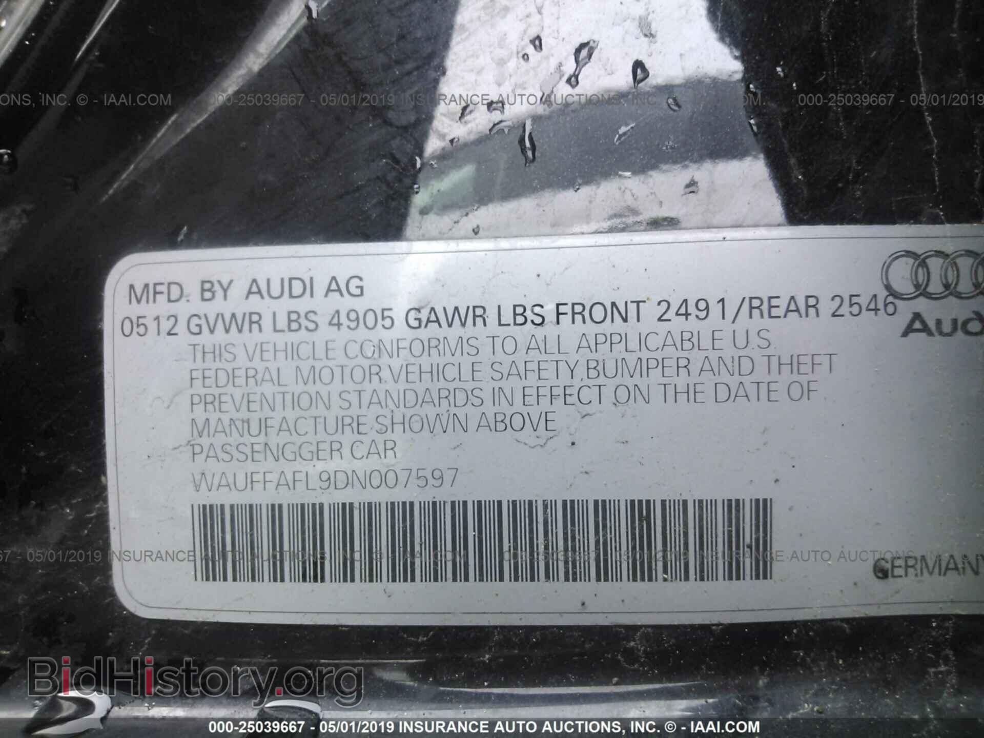 2013 AUDI A4 - VIN: WAUFFAFL9DN007597 - Фото 9