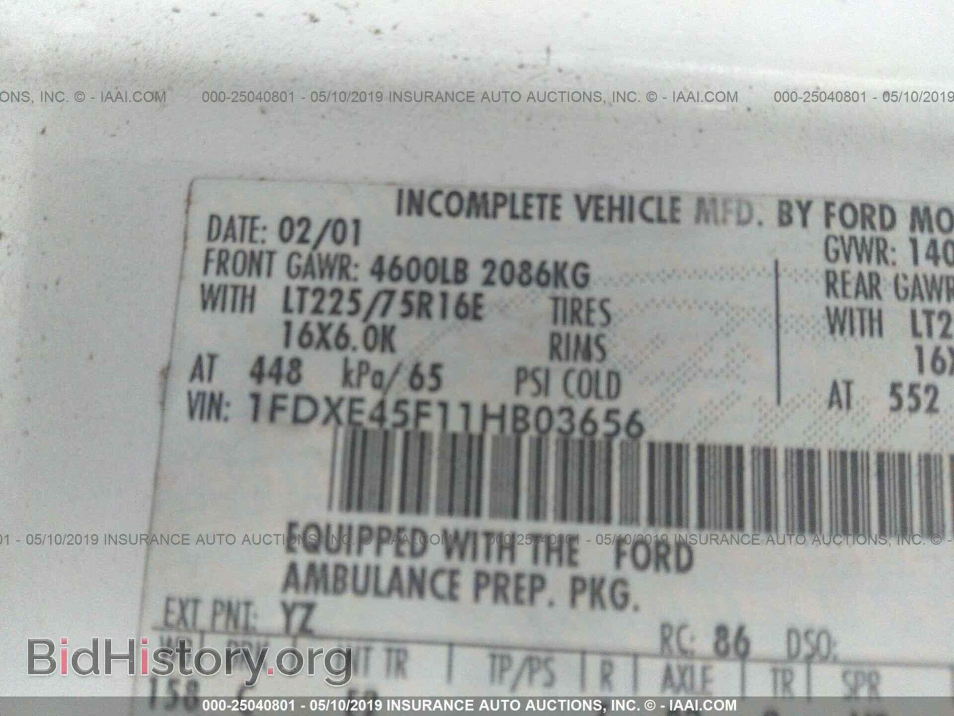 2001 FORD ECONOLINE - VIN: 1FDXE45F11HB03656 - Photo 10