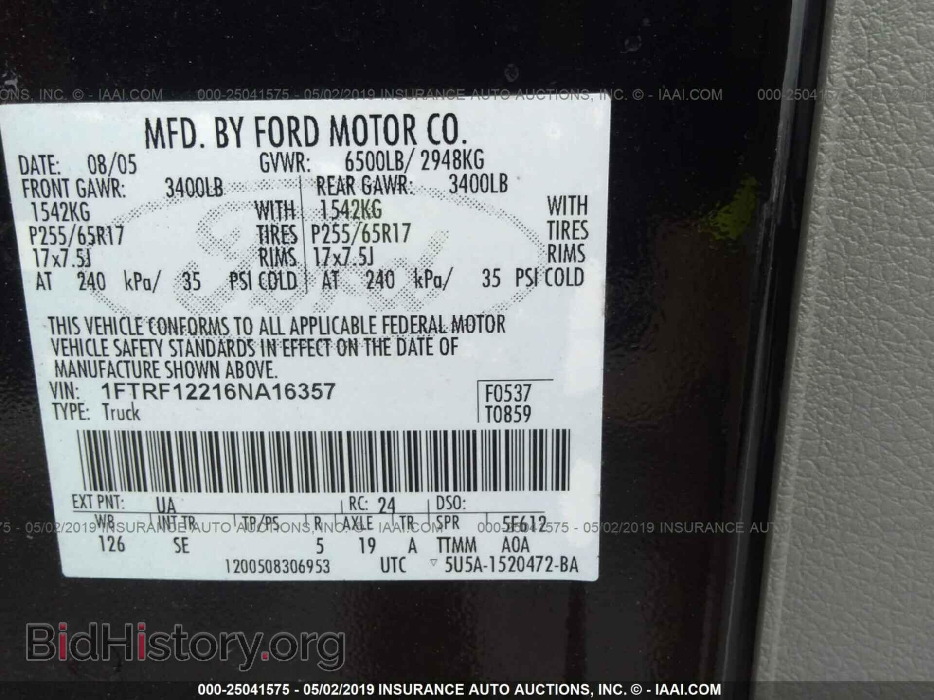 2006 FORD F150 - VIN: 1FTRF12216NA16357 - Photo 9