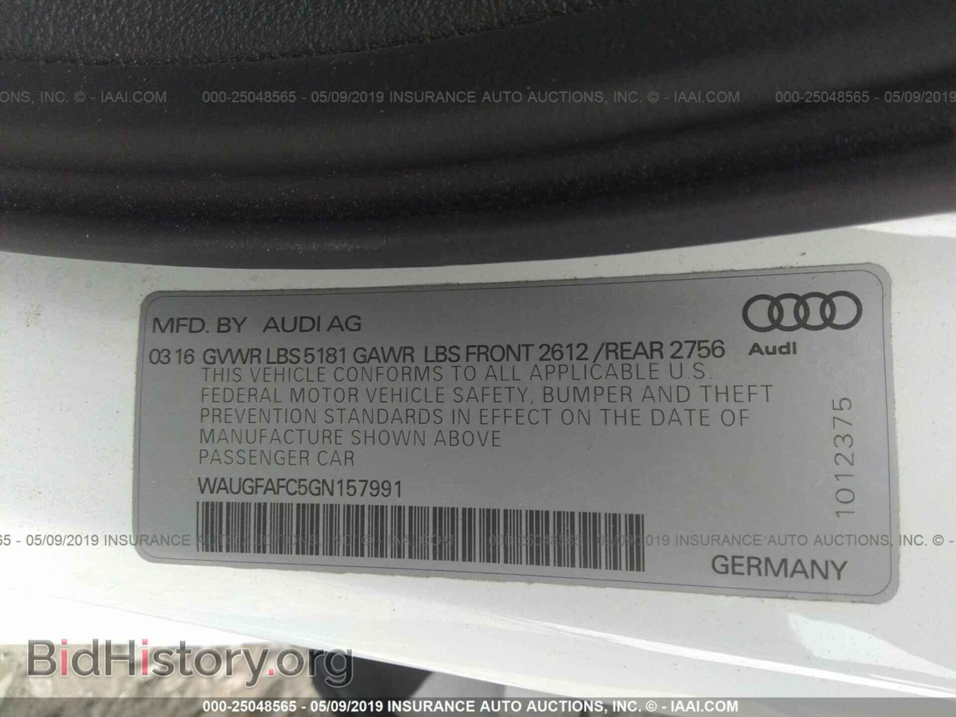2016 AUDI A6 - VIN: WAUGFAFC5GN157991 - Фото 9