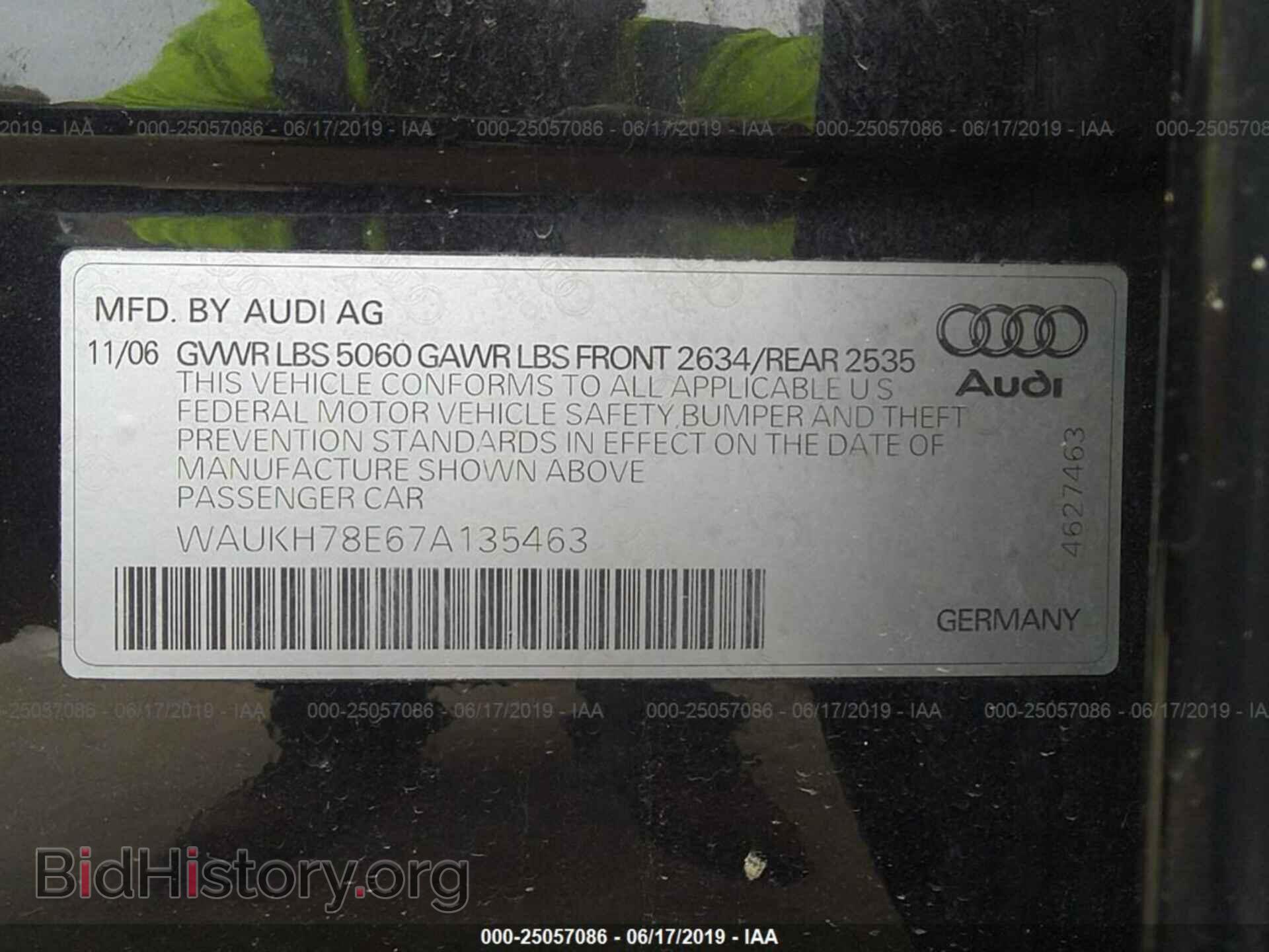 2007 AUDI A4 - VIN: WAUKH78E67A135463 - Фото 9