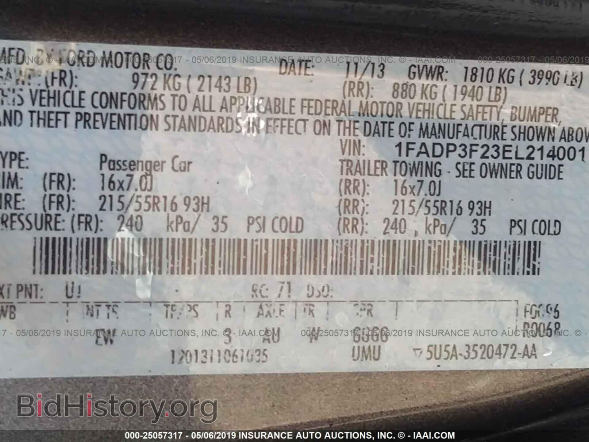 2014 FORD FOCUS - VIN: 1FADP3F23EL214001 - Фото 9