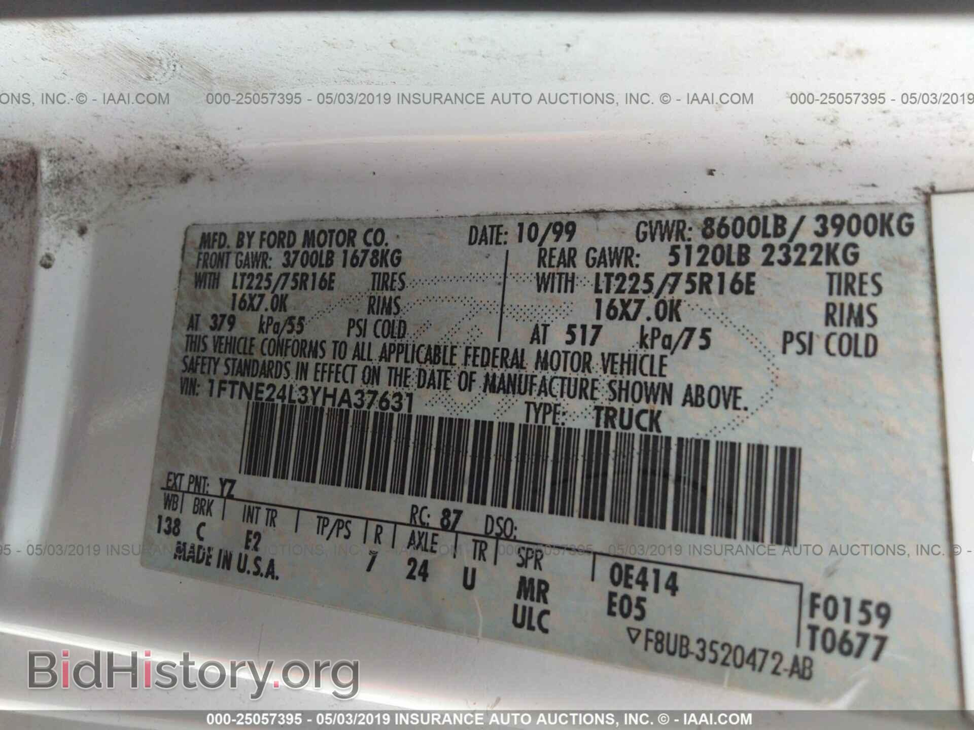 2000 FORD ECONOLINE - VIN: 1FTNE24L3YHA37631 - Photo 9