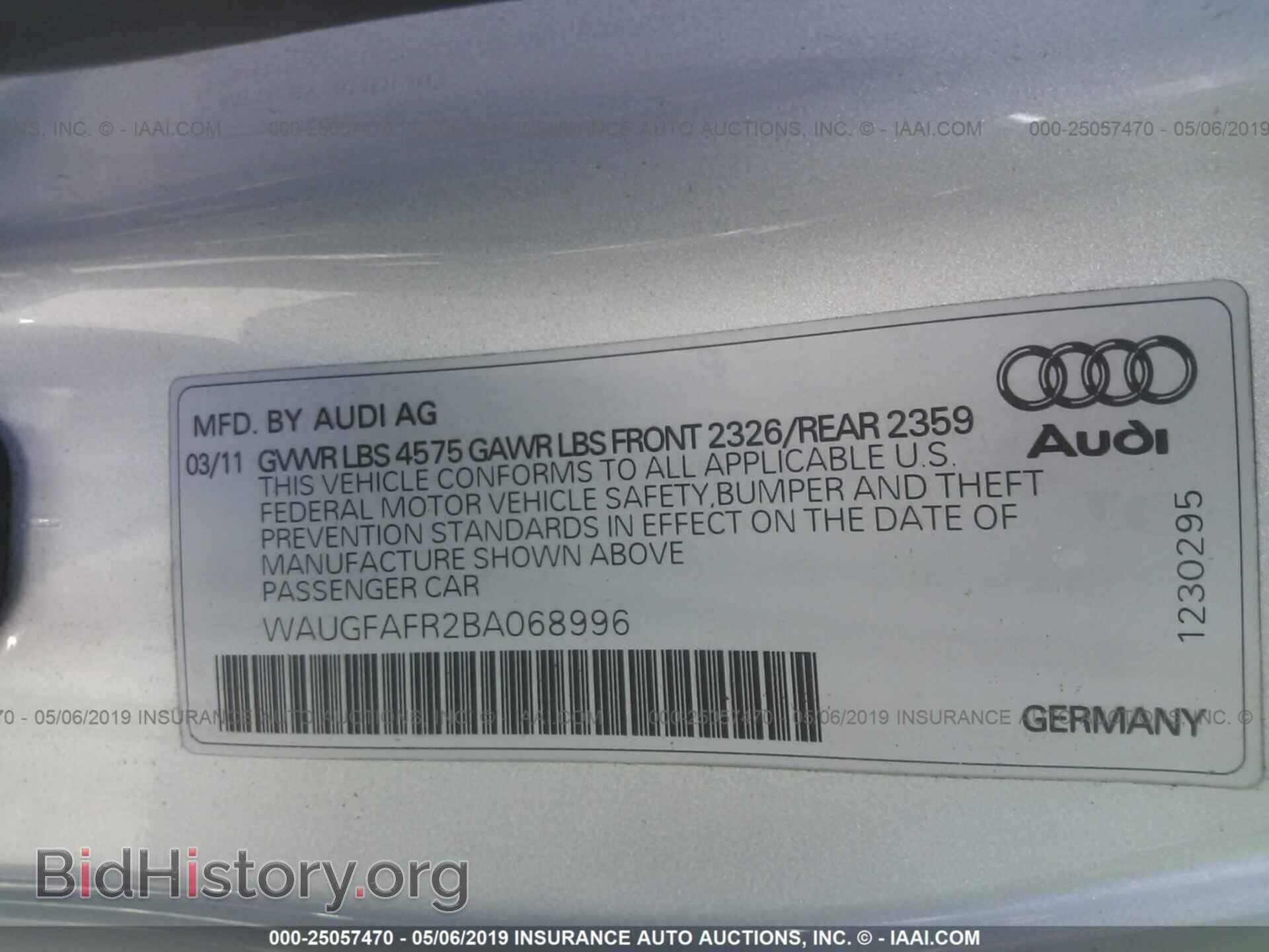 2011 AUDI A5 - VIN: WAUGFAFR2BA068996 - Фото 9