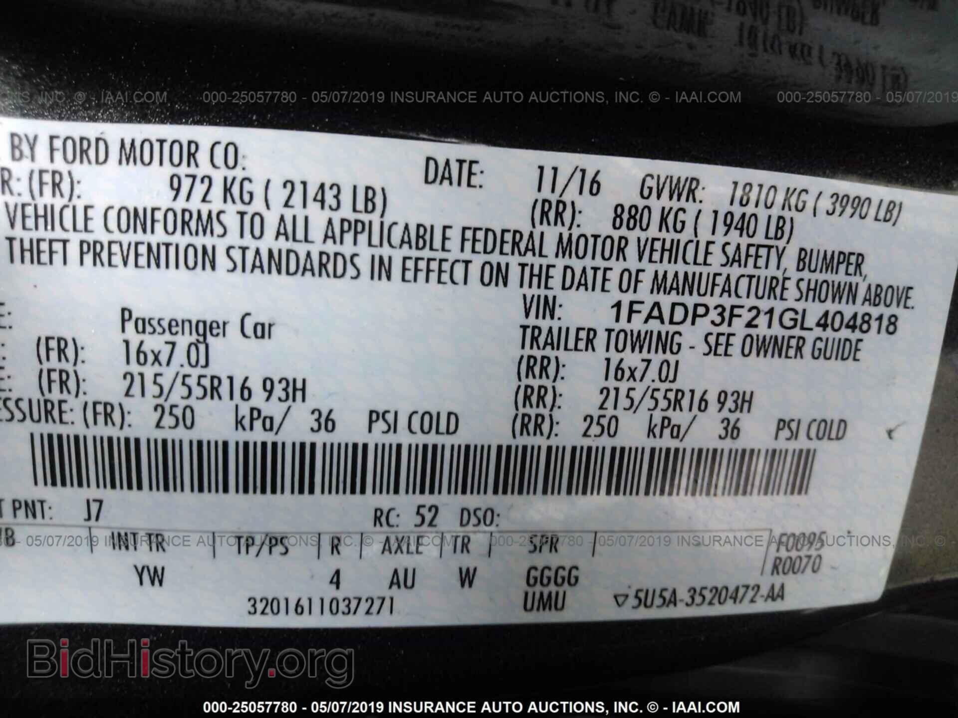 2016 FORD FOCUS - VIN: 1FADP3F21GL404818 - Фото 9