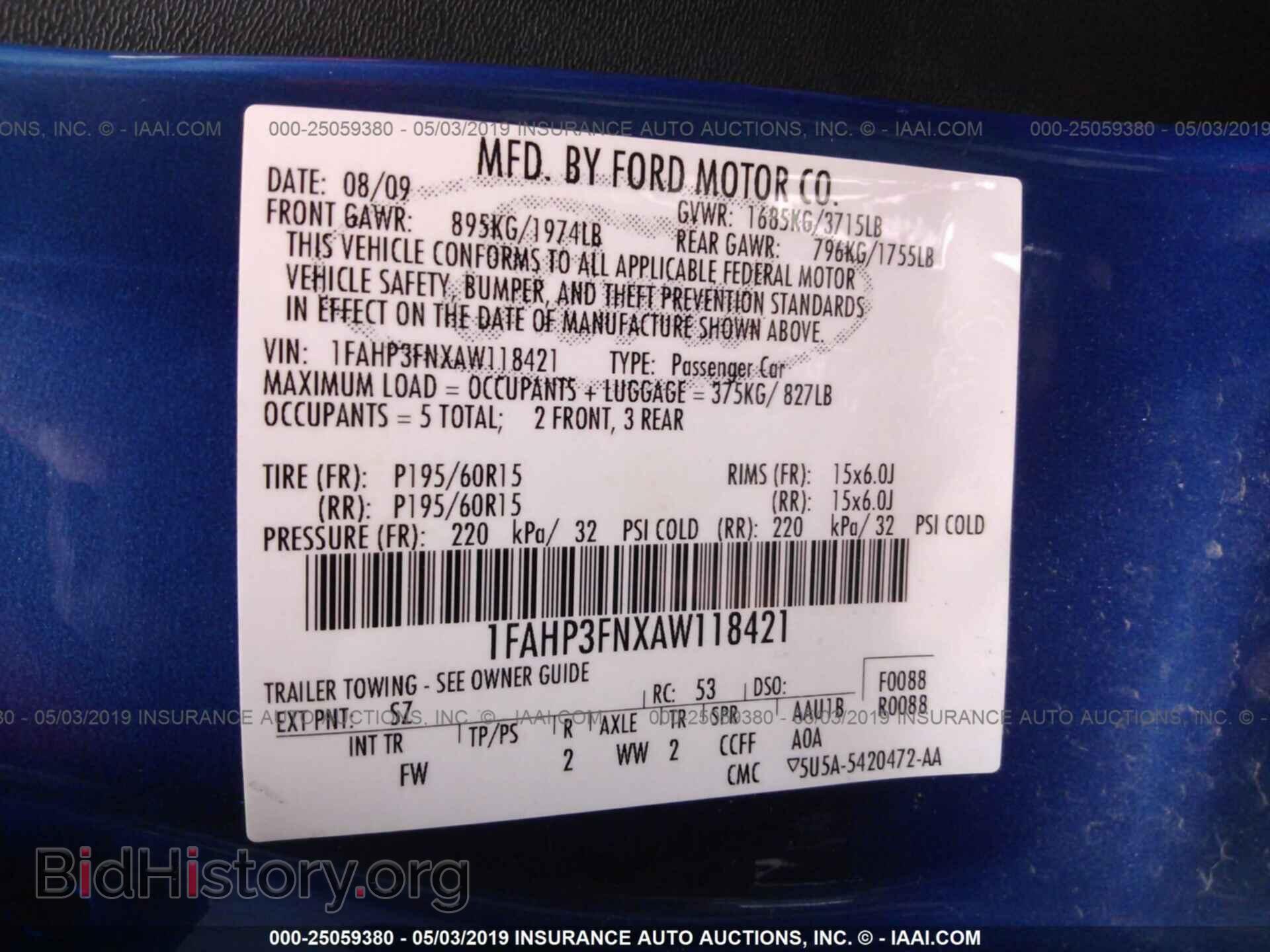 2010 FORD FOCUS - VIN: 1FAHP3FNXAW118421 - Photo 9