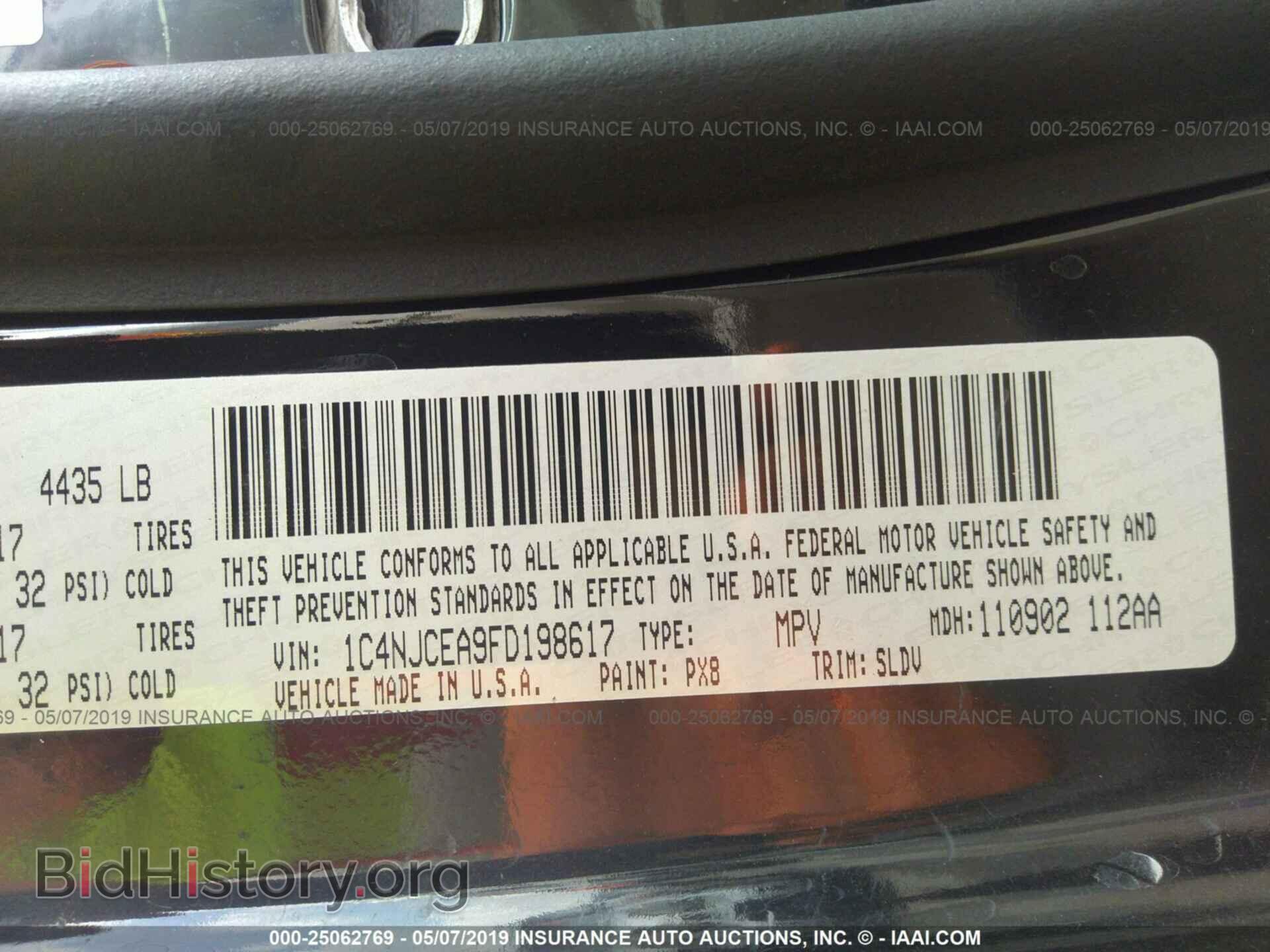 2015 JEEP COMPASS - VIN: 1C4NJCEA9FD198617 - Фото 9