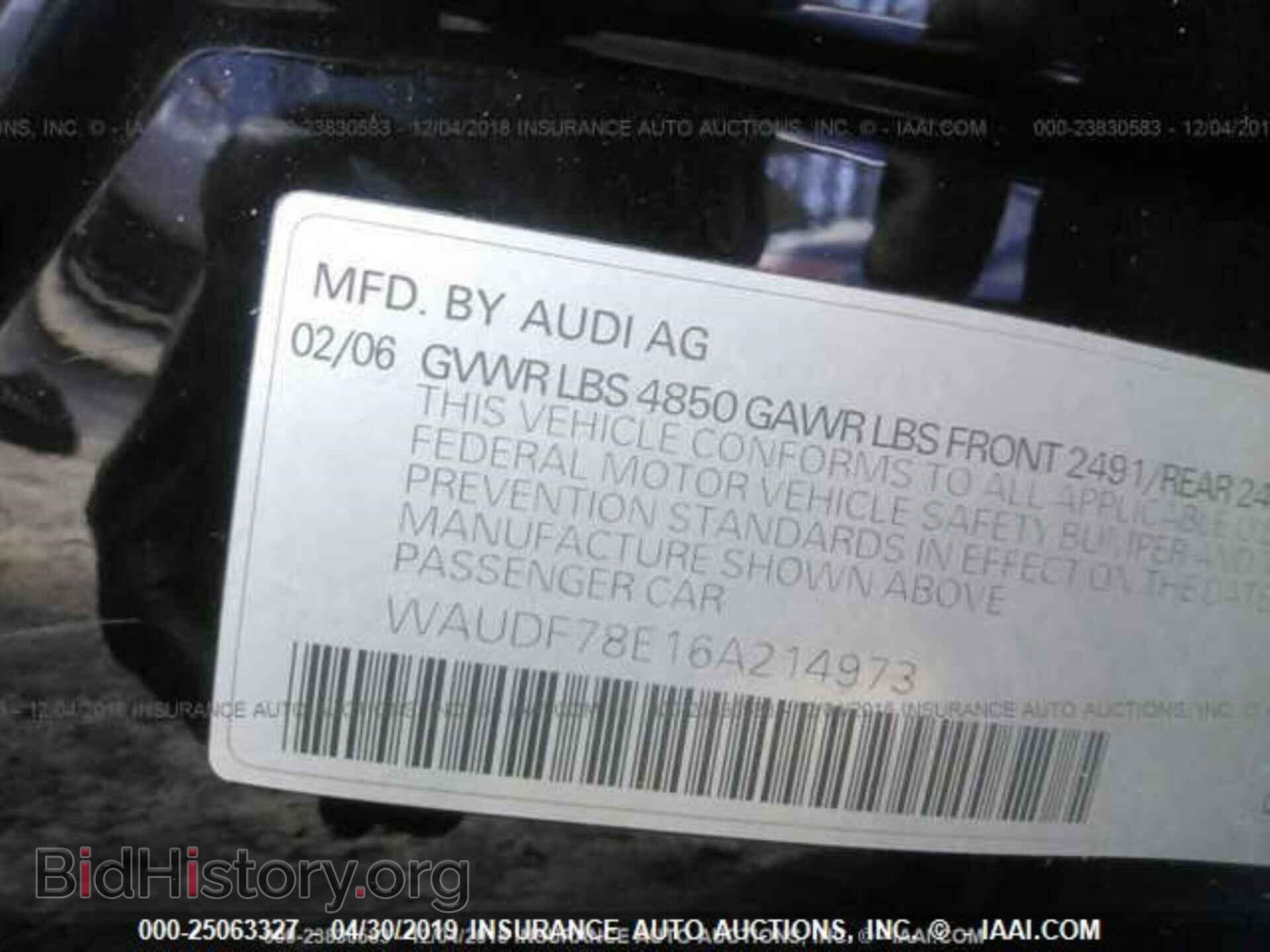 2006 AUDI A4 - VIN: WAUDF78E16A214973 - Фото 9