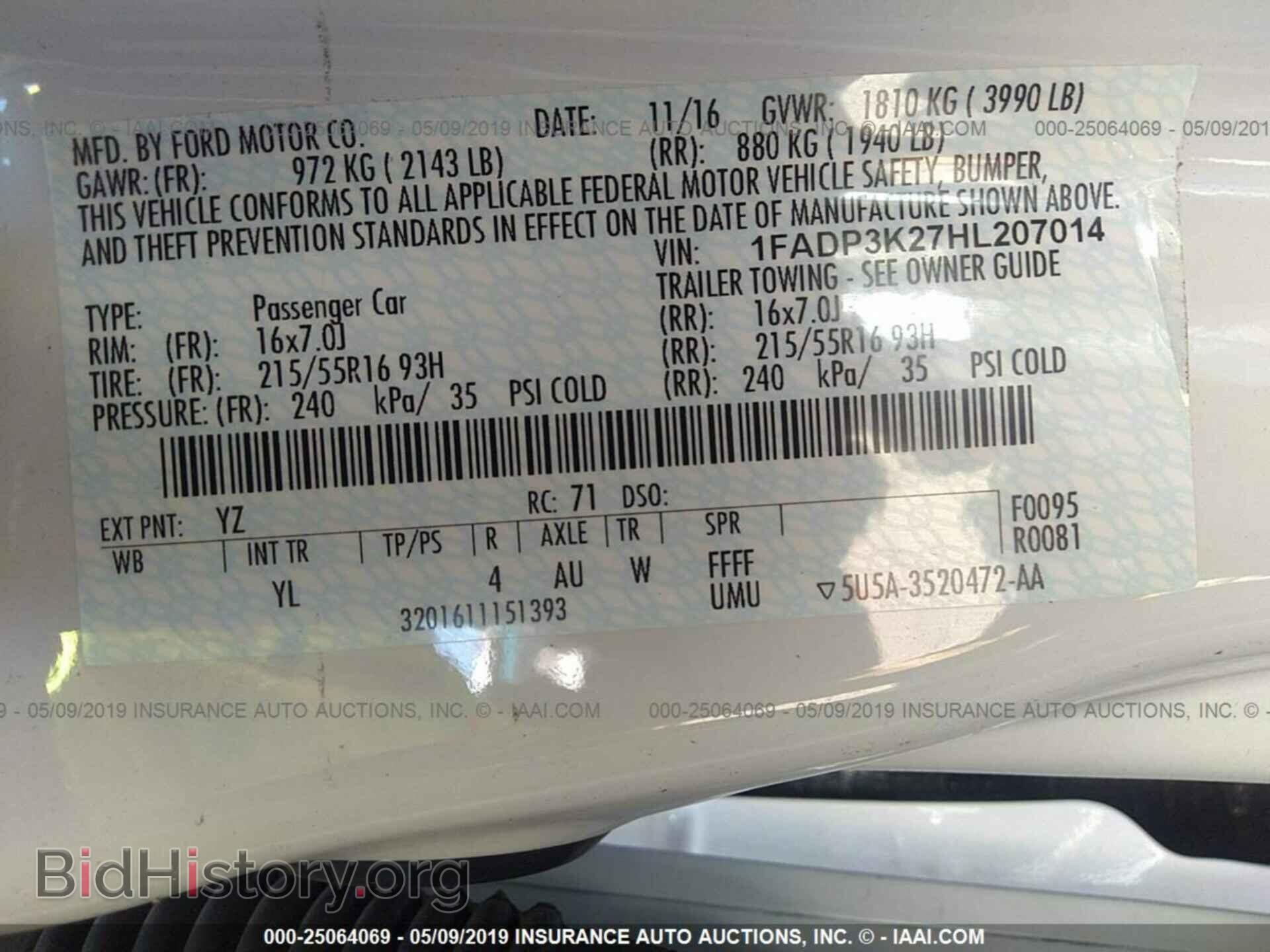 2017 FORD FOCUS - VIN: 1FADP3K27HL207014 - Фото 9