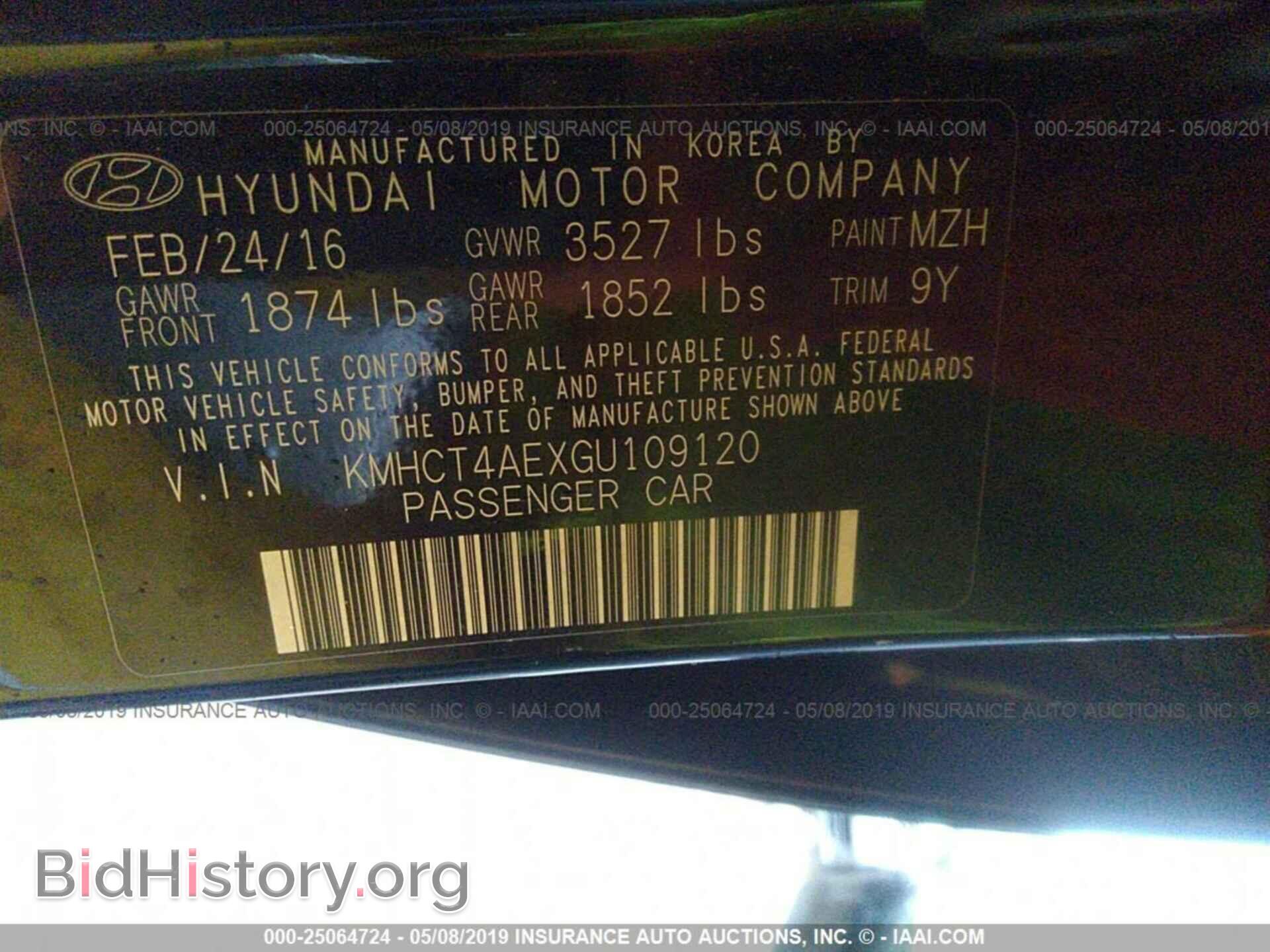 2016 HYUNDAI ACCENT - VIN: KMHCT4AEXGU109120 - Фото 9