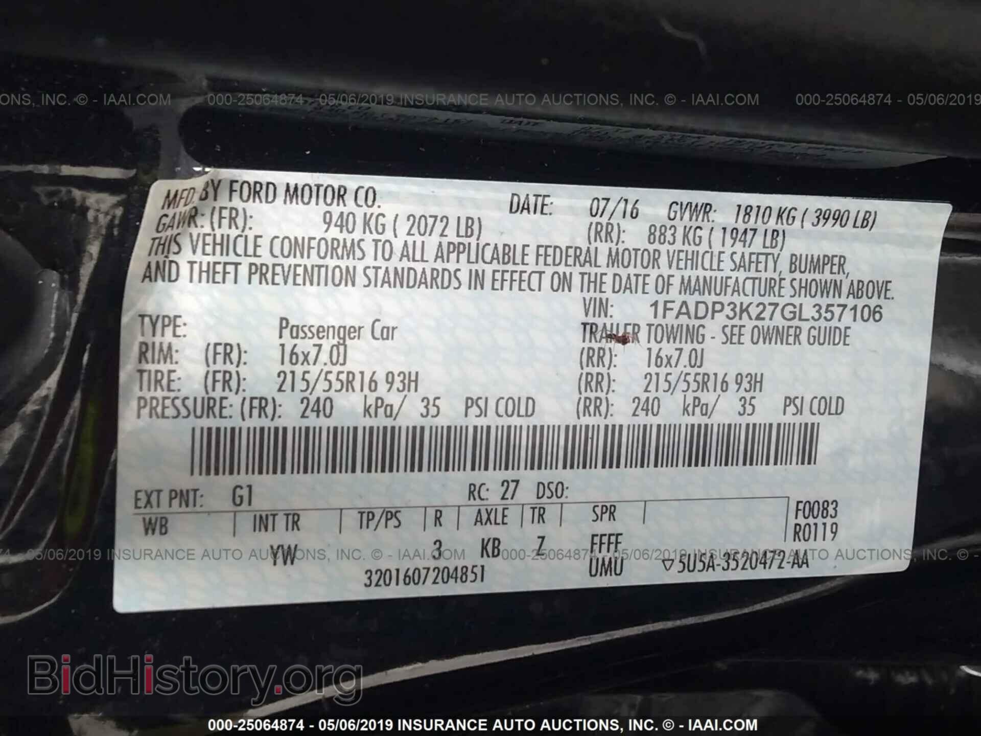 2016 FORD FOCUS - VIN: 1FADP3K27GL357106 - Фото 9