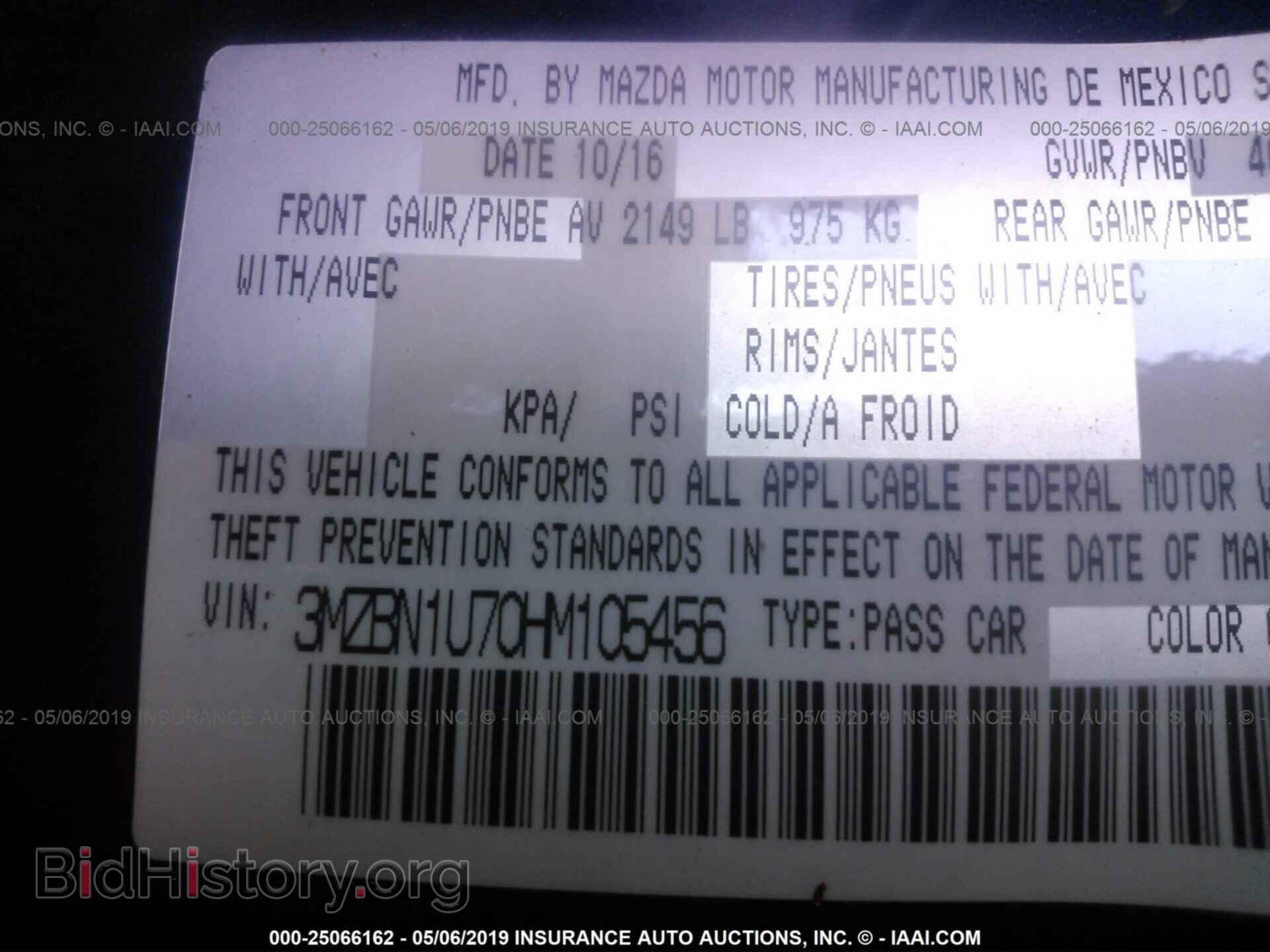 2017 MAZDA 3 - VIN: 3MZBN1U70HM105456 - Фото 9