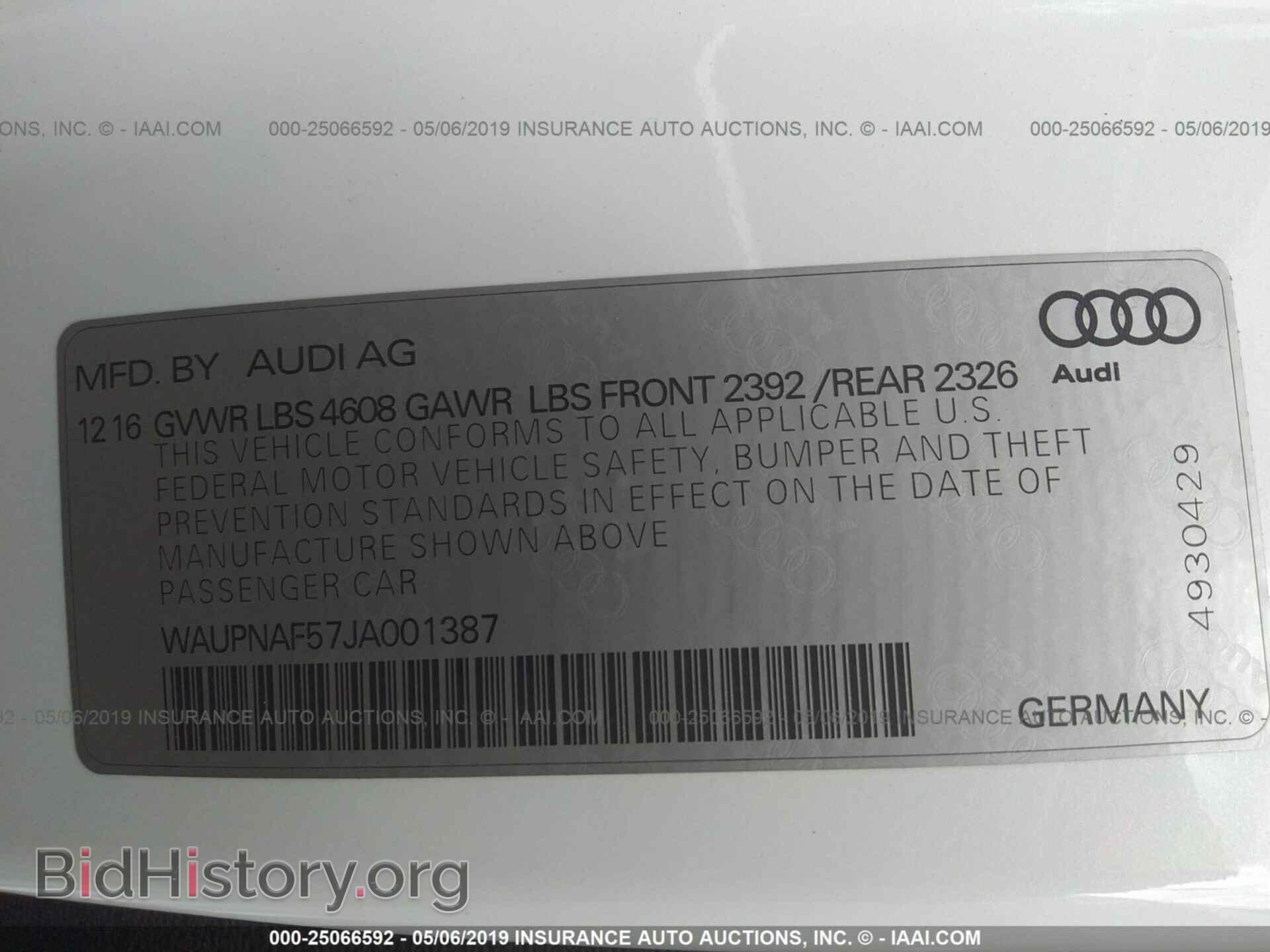2018 AUDI A5 - VIN: WAUPNAF57JA001387 - Фото 9
